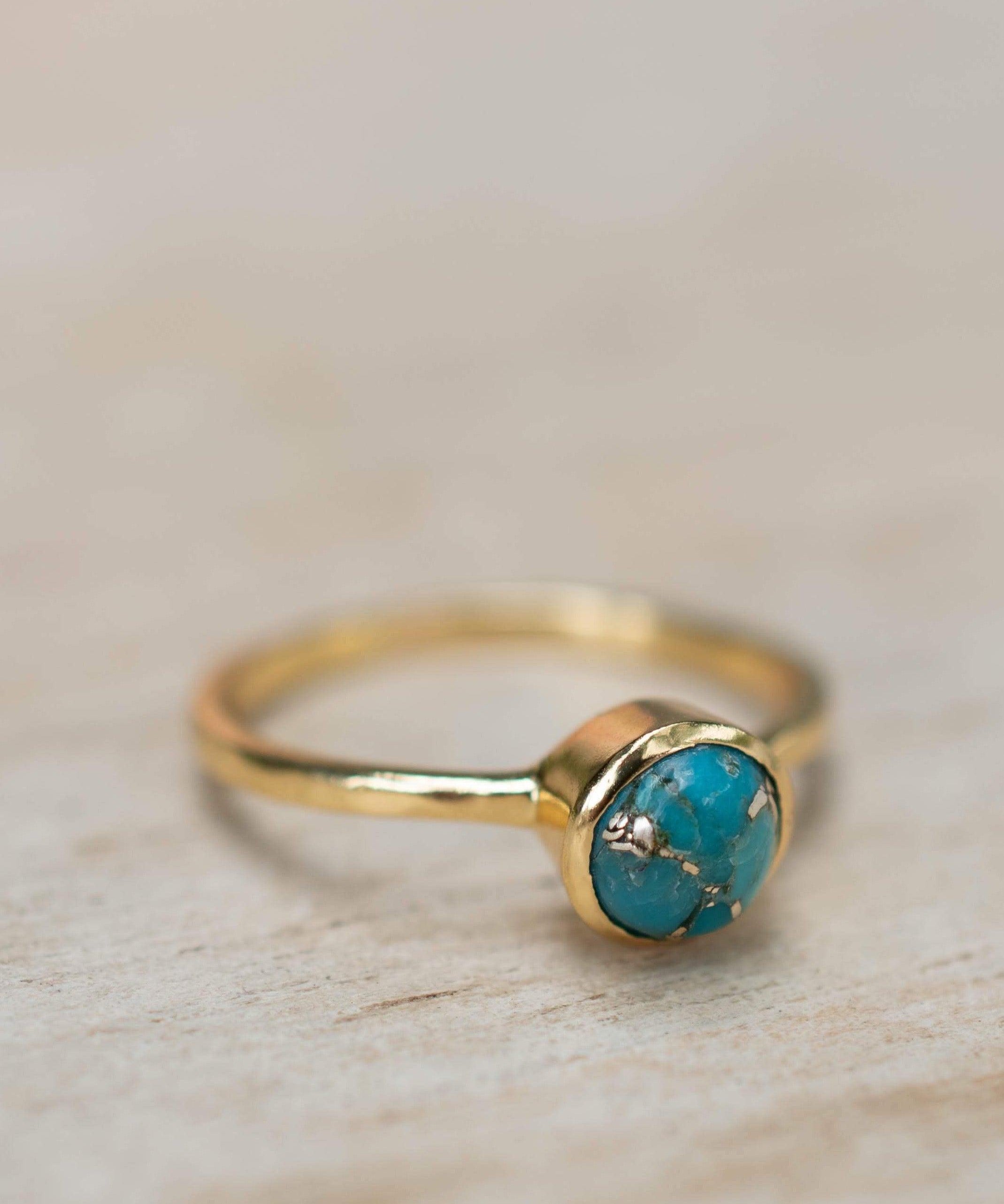 Copper Turquoise Ring ~ Gemstone ~ Natural ~ 18k Gold Plated ~ Jewelry ~ Handmade ~ December Birthstone MR237