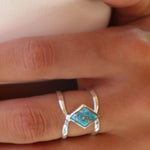 Copper Turquoise Ring~Sterling Silver 925 ~ MR143A - Maresia Jewelry