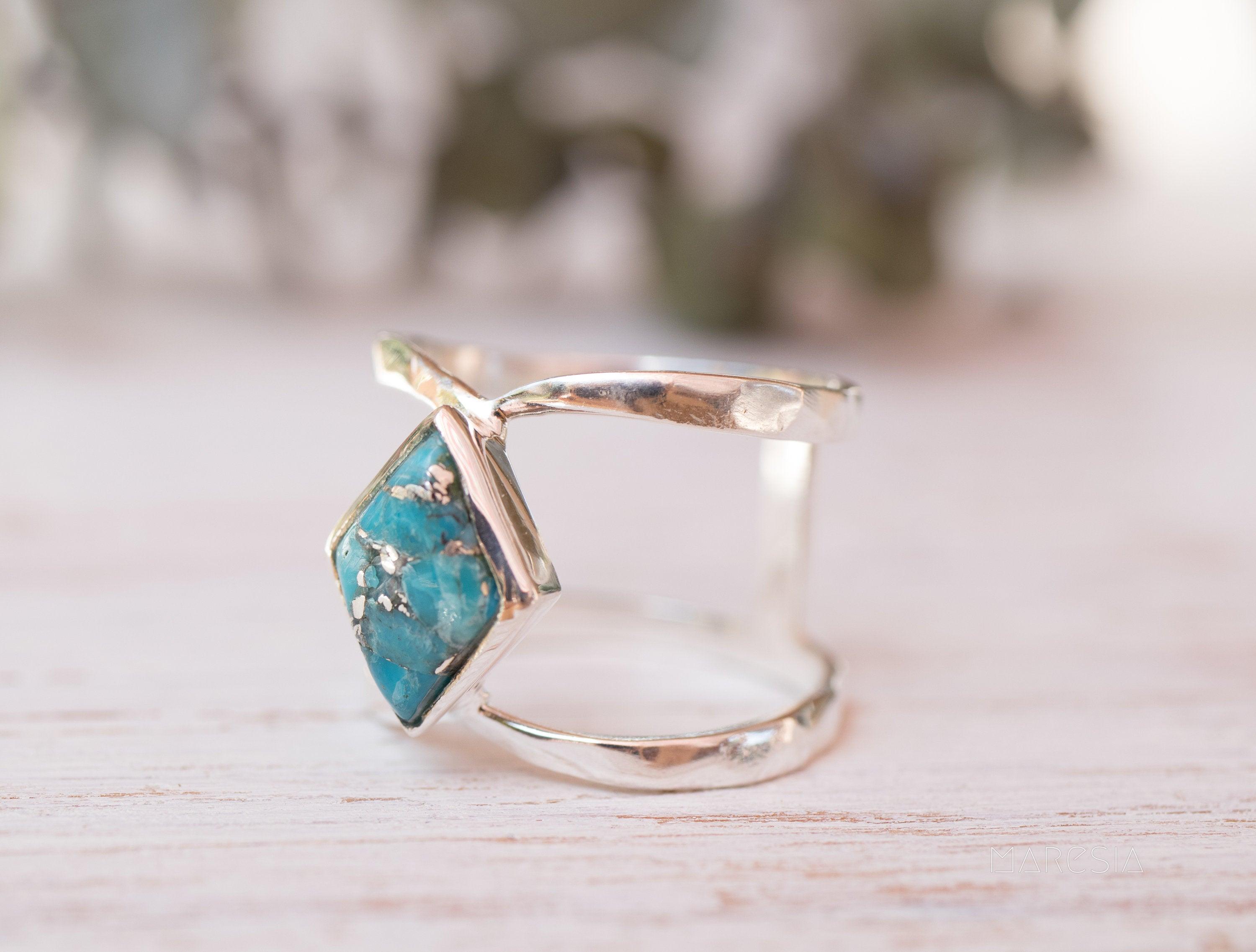 Copper Turquoise Ring~Sterling Silver 925 ~ MR143A - Maresia Jewelry