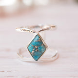 Copper Turquoise Ring~Sterling Silver 925 ~ MR143A - Maresia Jewelry