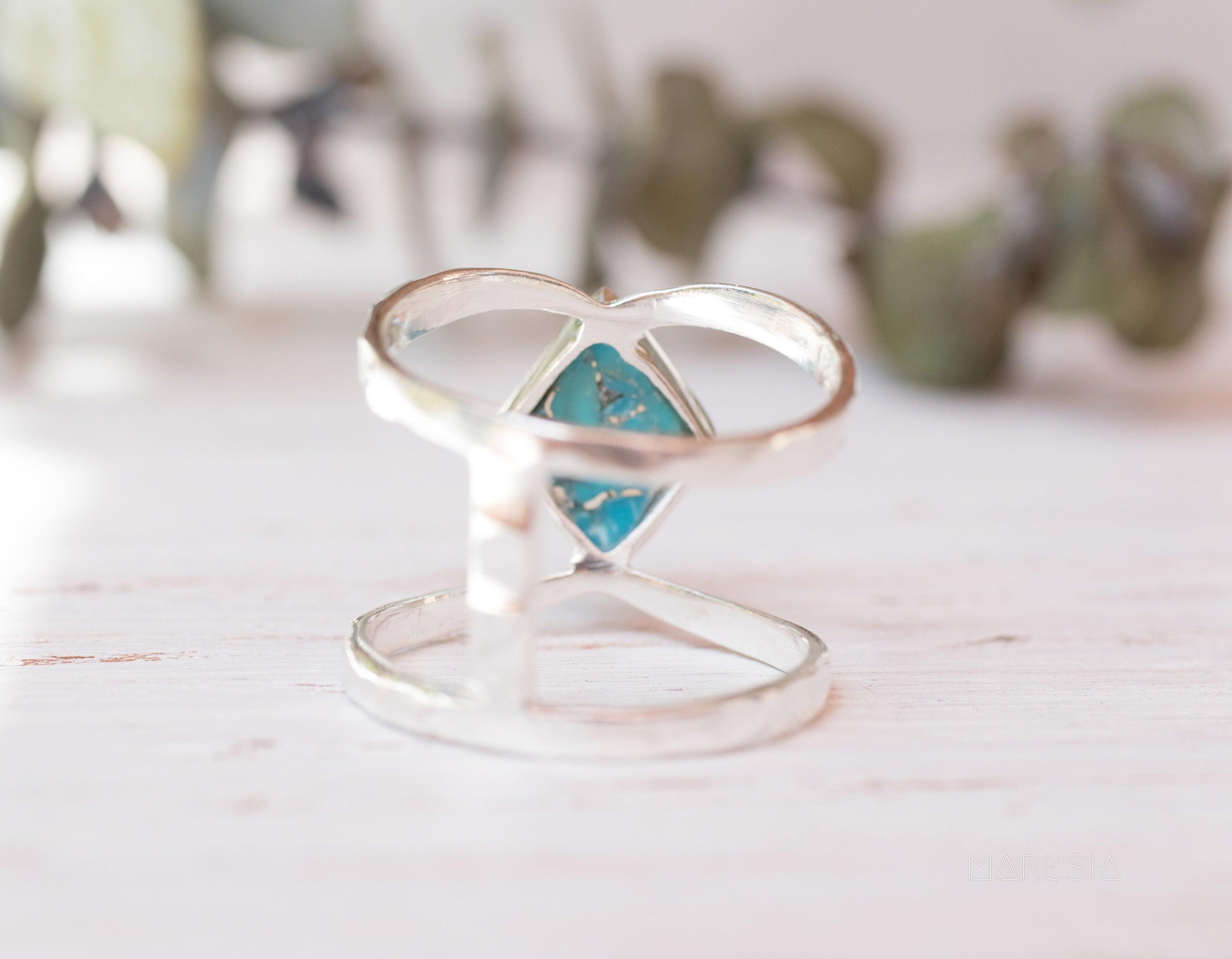 Copper Turquoise Ring~Sterling Silver 925 ~ MR143A - Maresia Jewelry