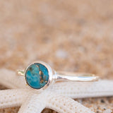Copper Turquoise Ring ~ Delicate ~ Sterling Silver 925 ~ Handmade ~ Gemstone~Statement ~Everyday~ Hippie~Bohemian~Stackable MR238