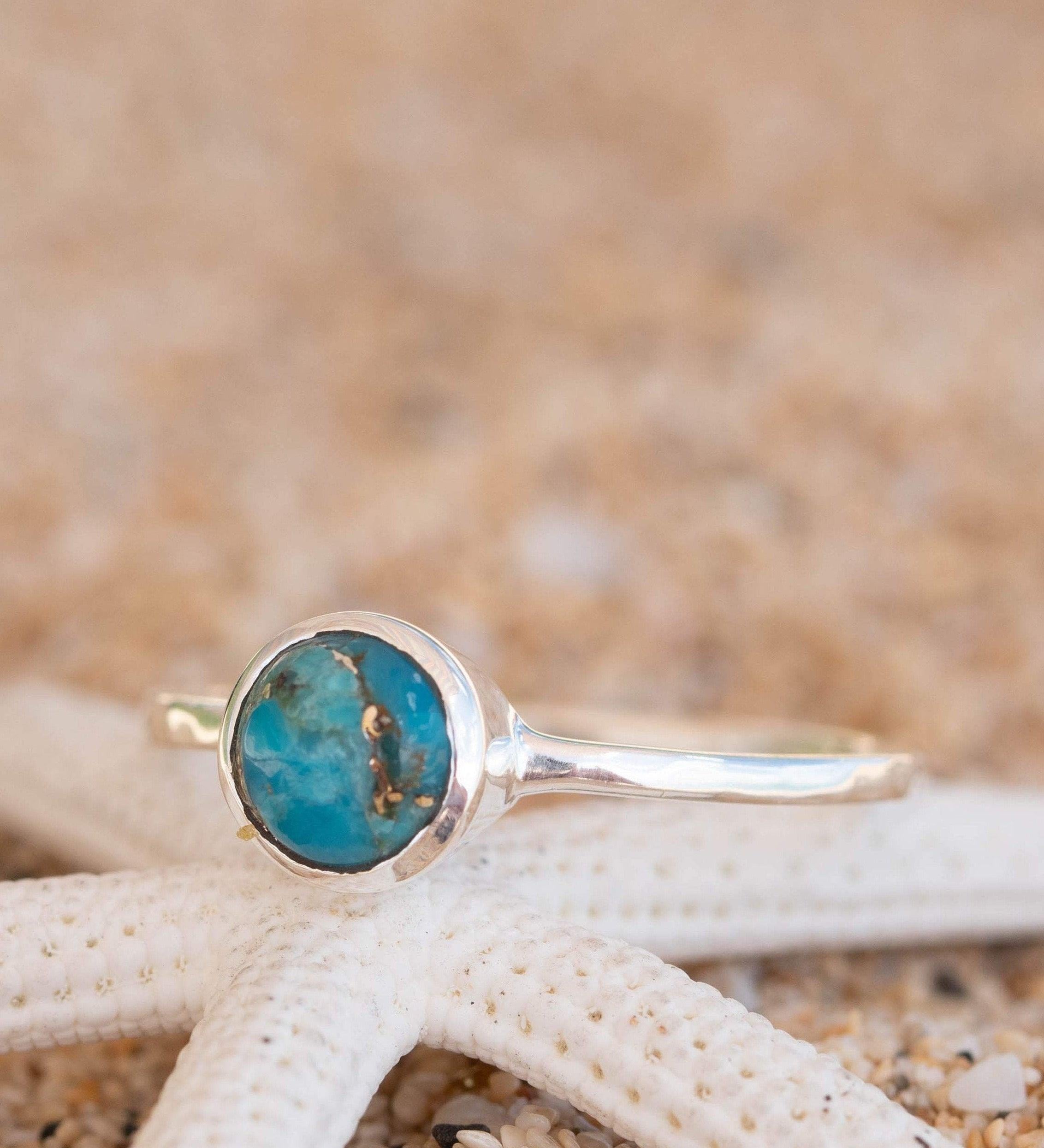 Copper Turquoise Ring ~ Delicate ~ Sterling Silver 925 ~ Handmade ~ Gemstone~Statement ~Everyday~ Hippie~Bohemian~Stackable MR238