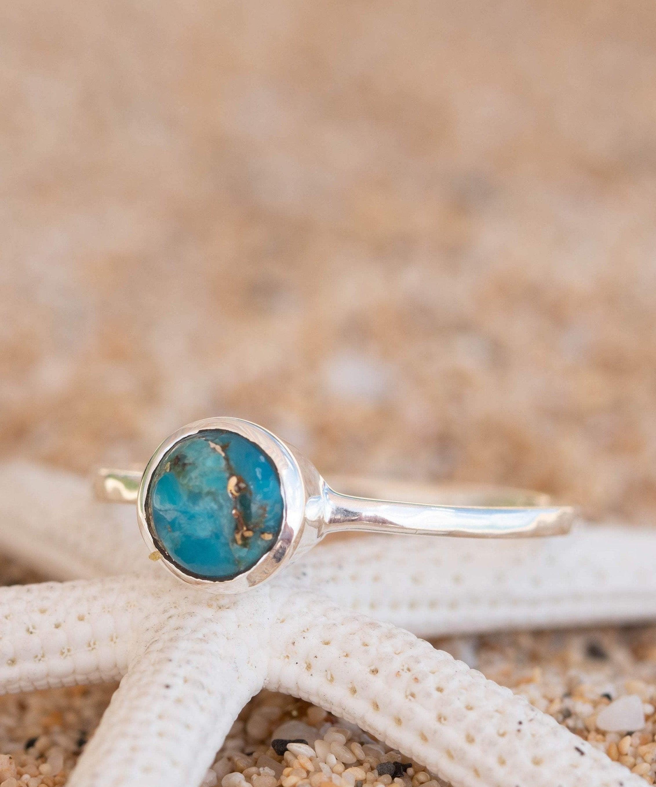 Copper Turquoise Ring ~ Delicate ~ Sterling Silver 925 ~ Handmade ~ Gemstone~Statement ~Everyday~ Hippie~Bohemian~Stackable MR238