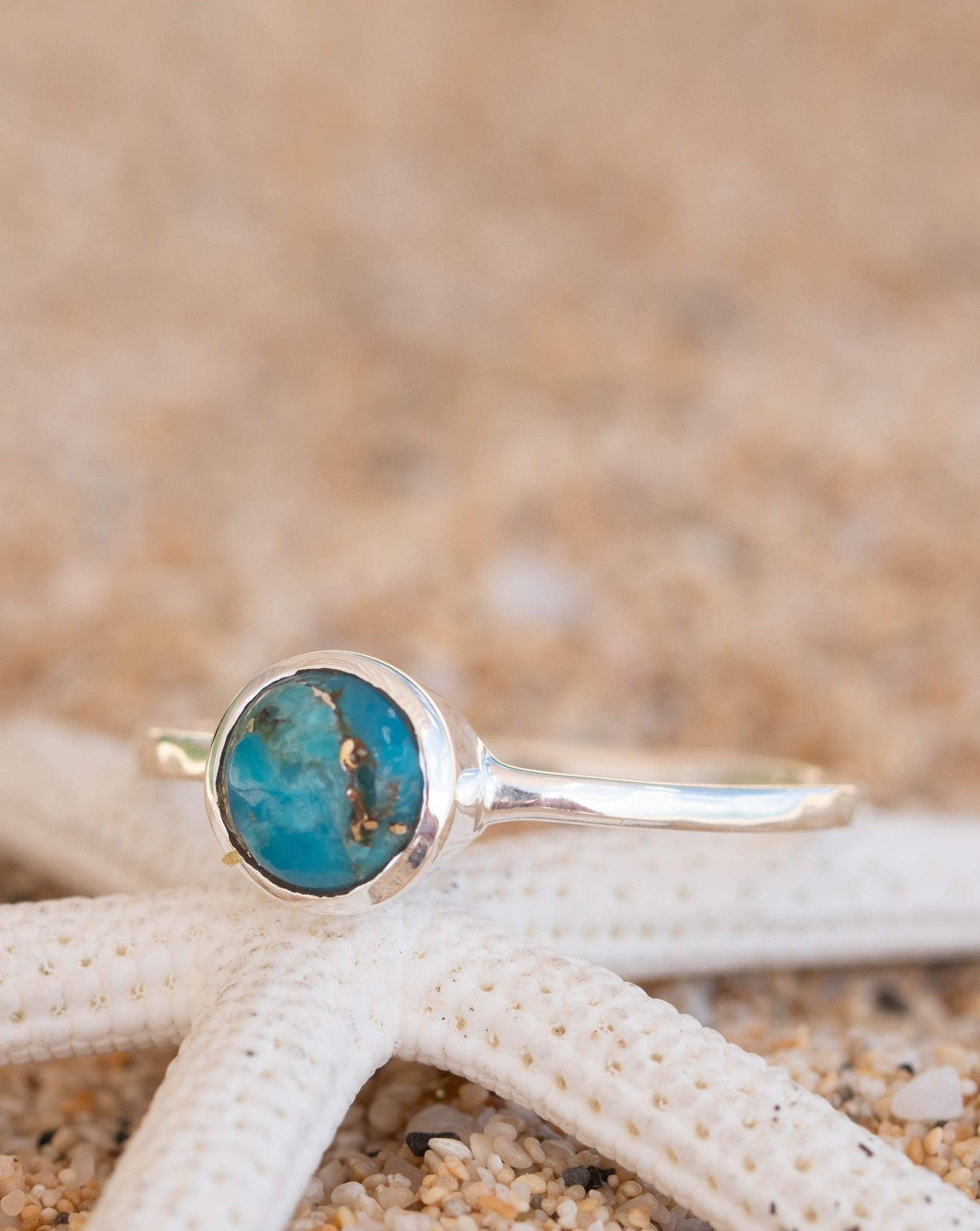 Copper Turquoise Ring ~ Delicate ~ Sterling Silver 925 ~ Handmade ~ Gemstone~Statement ~Everyday~ Hippie~Bohemian~Stackable MR238