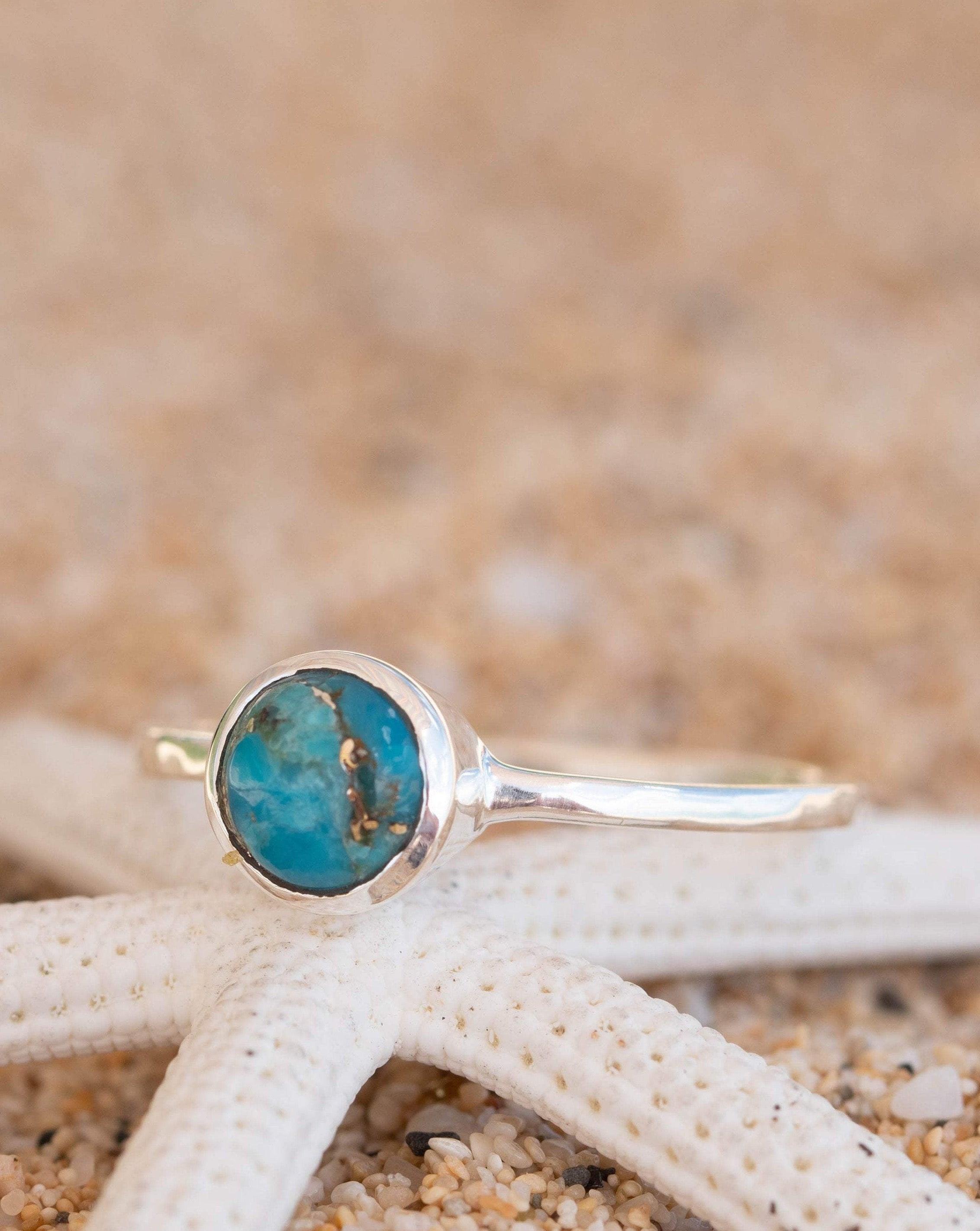 Copper Turquoise Ring ~ Delicate ~ Sterling Silver 925 ~ Handmade ~ Gemstone~Statement ~Everyday~ Hippie~Bohemian~Stackable MR238