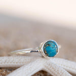 Copper Turquoise Ring ~ Delicate ~ Sterling Silver 925 ~ Handmade ~ Gemstone~Statement ~Everyday~ Hippie~Bohemian~Stackable MR238