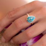Copper Turquoise Tear Drop Ring ~ Gemstone ~ Natural ~ Sterling Silver 925~ Jewelry ~ Handmade ~ December Birthstone MR224