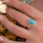 Copper Turquoise Tear Drop Ring ~ Gemstone ~ Natural ~ Sterling Silver 925~ Jewelry ~ Handmade ~ December Birthstone MR224
