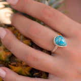 Copper Turquoise Tear Drop Ring ~ Gemstone ~ Natural ~ Sterling Silver 925~ Jewelry ~ Handmade ~ December Birthstone MR224