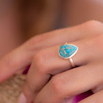 Copper Turquoise Tear Drop Ring ~ Gemstone ~ Natural ~ Sterling Silver 925~ Jewelry ~ Handmade ~ December Birthstone MR224