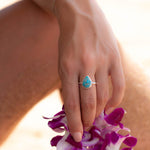 Copper Turquoise Tear Drop Ring ~ Gemstone ~ Natural ~ Sterling Silver 925~ Jewelry ~ Handmade ~ December Birthstone MR224