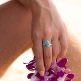 Copper Turquoise Tear Drop Ring ~ Gemstone ~ Natural ~ Sterling Silver 925~ Jewelry ~ Handmade ~ December Birthstone MR224