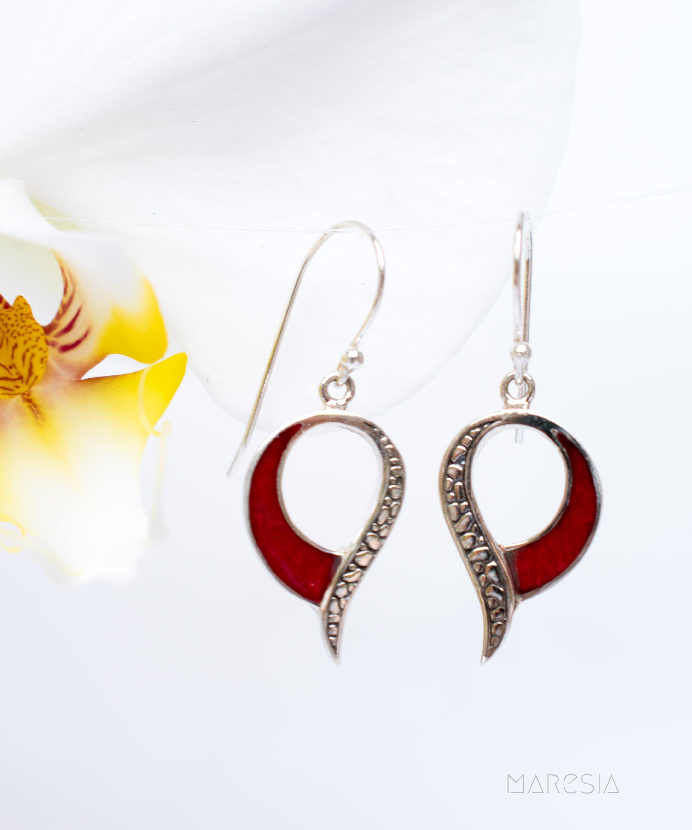 Coral Earrings ~ Sterling Silver 925 ~ SME066 - Maresia Jewelry