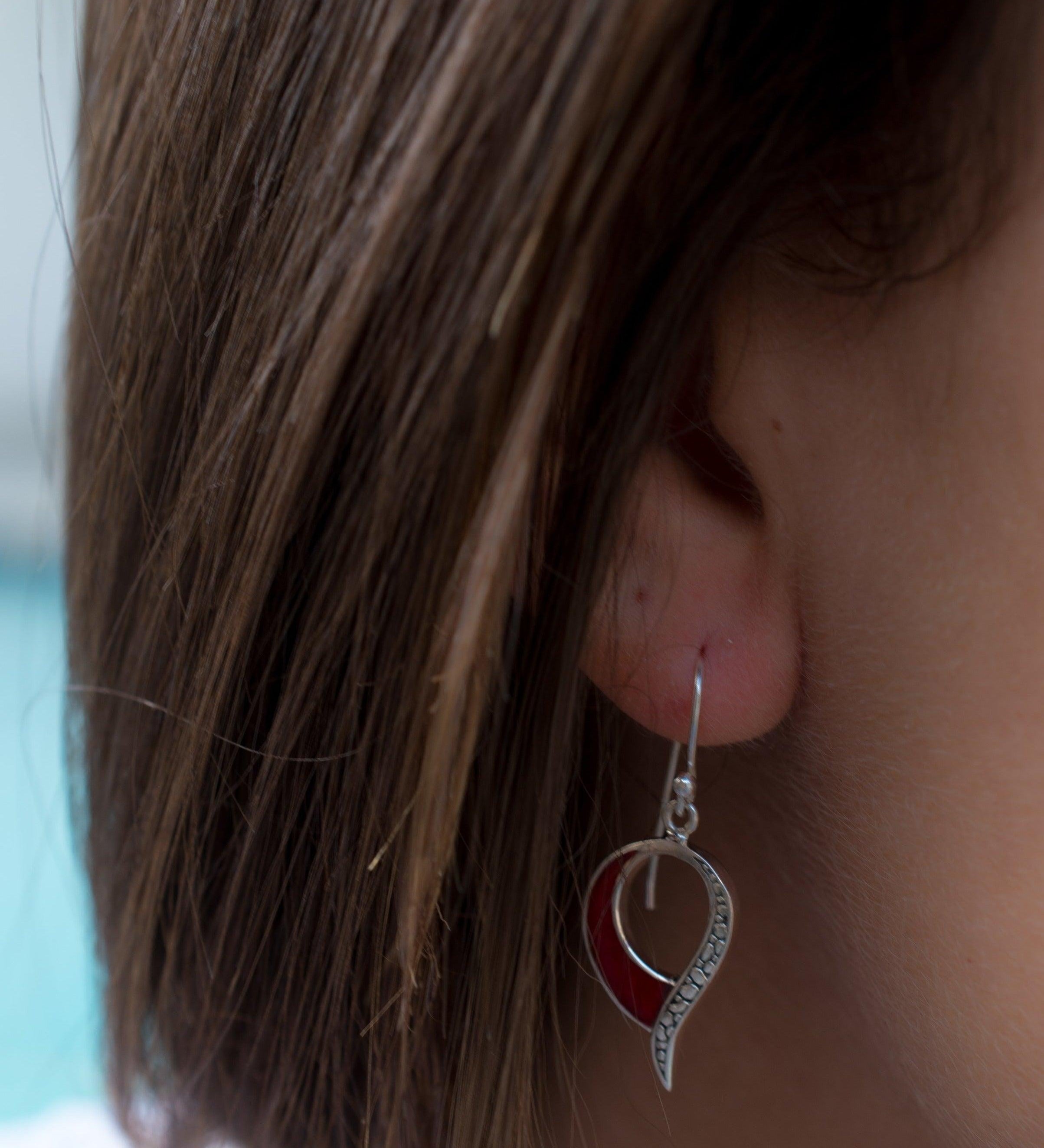 Coral Earrings ~ Sterling Silver 925 ~ SME066 - Maresia Jewelry