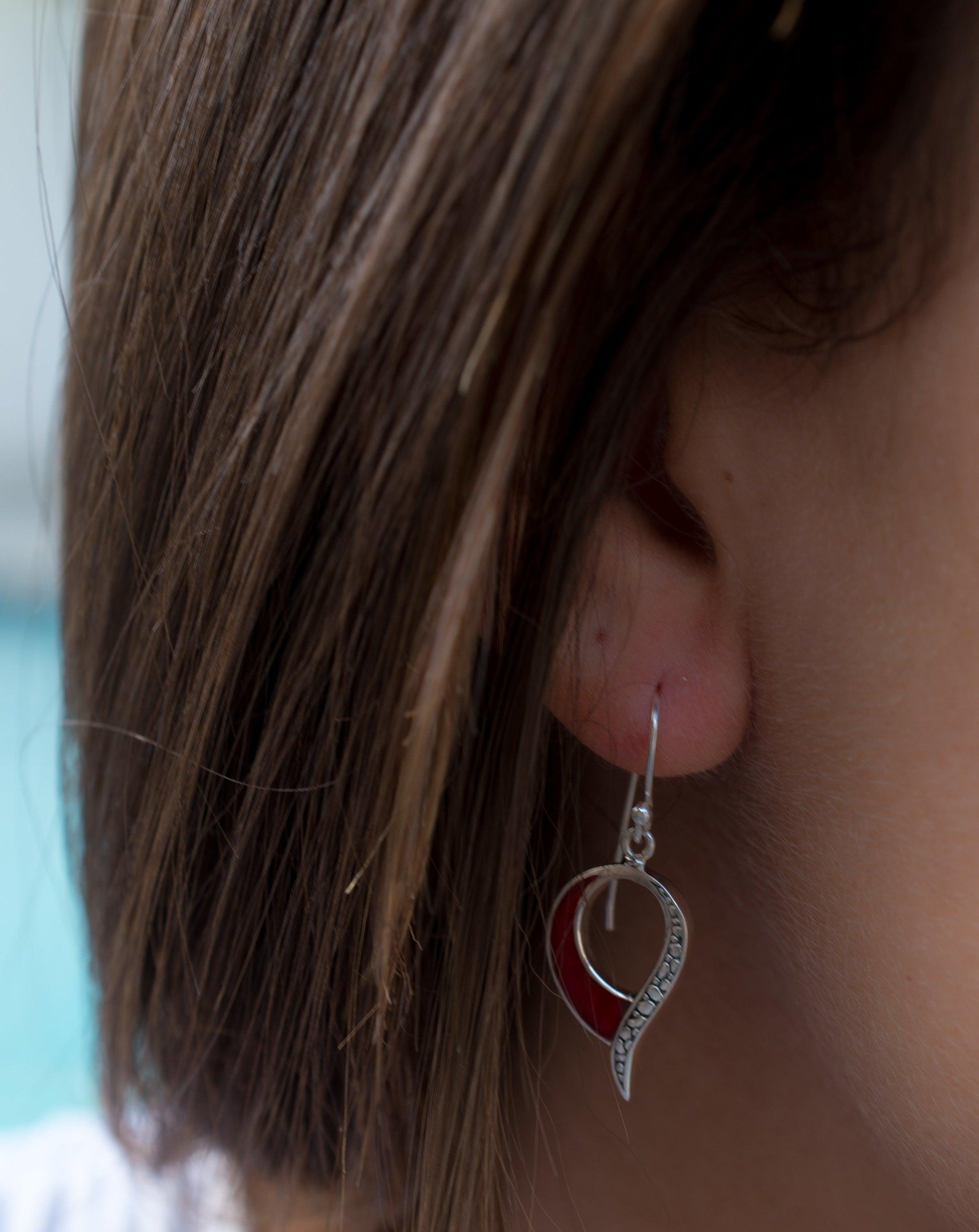 Coral Earrings ~ Sterling Silver 925 ~ SME066 - Maresia Jewelry