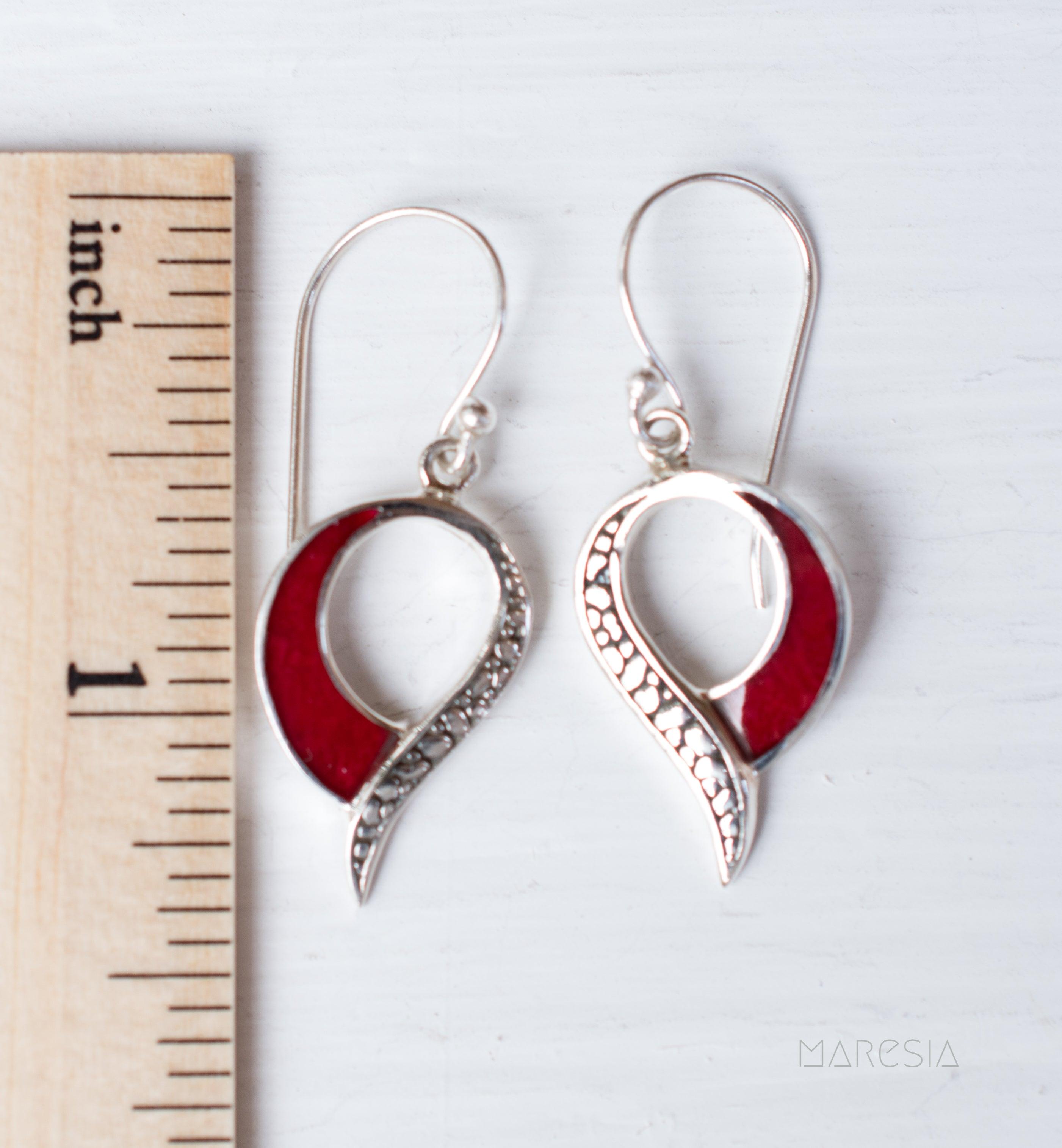 Coral Earrings ~ Sterling Silver 925 ~ SME066 - Maresia Jewelry