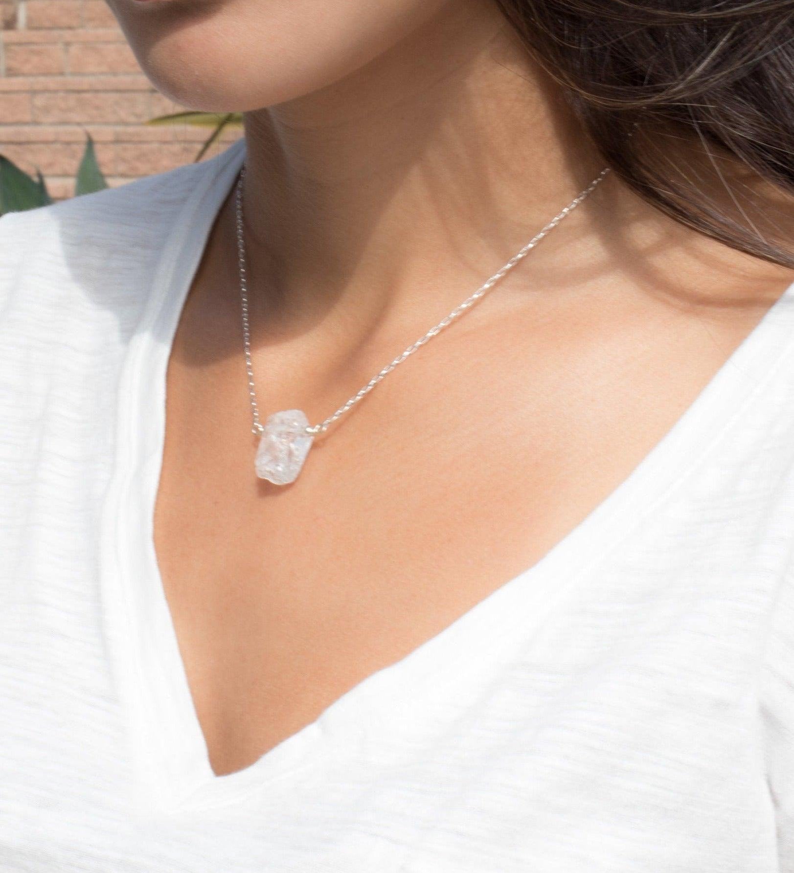 Crystal Quartz Necklace ~ Sterling Silver 925  or Gold Filled - Maresia Jewelry