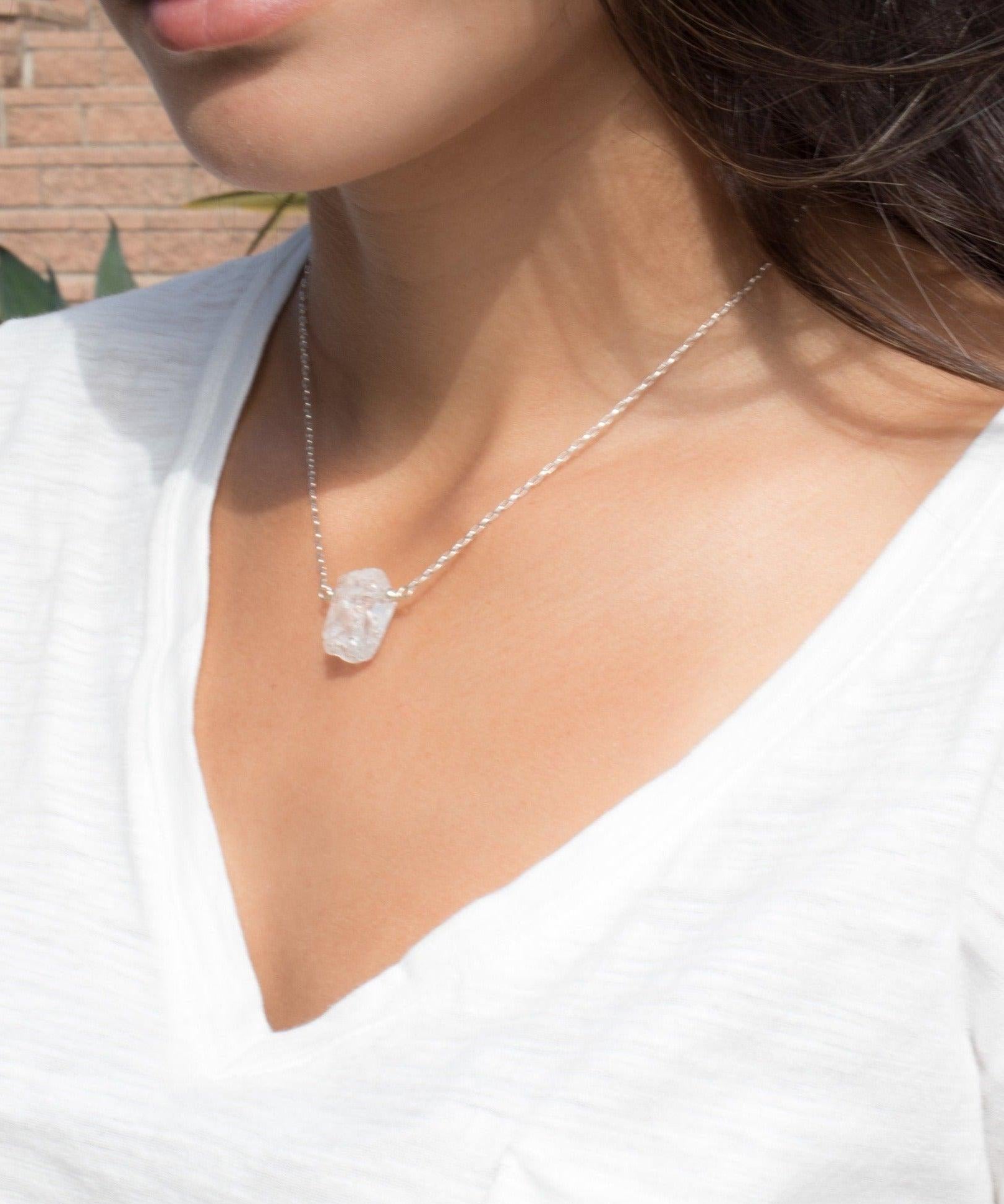 Crystal Quartz Necklace ~ Sterling Silver 925  or Gold Filled - Maresia Jewelry