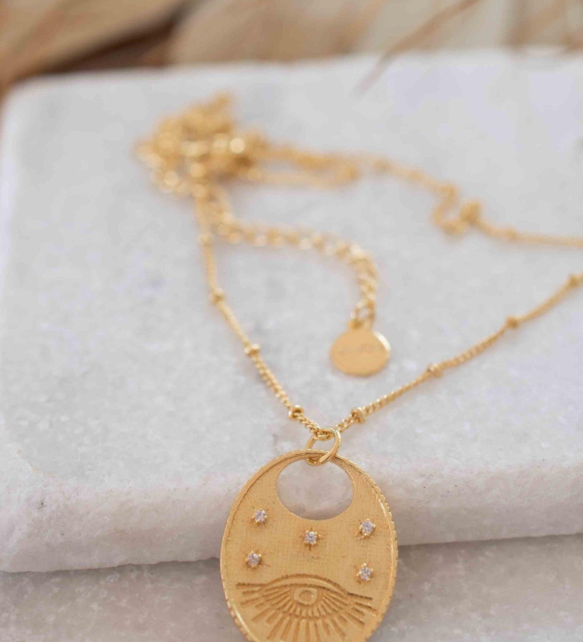Evil Eye Necklace Gold Plated 18k ~ Cubic Zirconia or Black Onyx ~ Layered long Necklace  ~ Jewelry ~ Minimalist~ Handmade ~ MN115