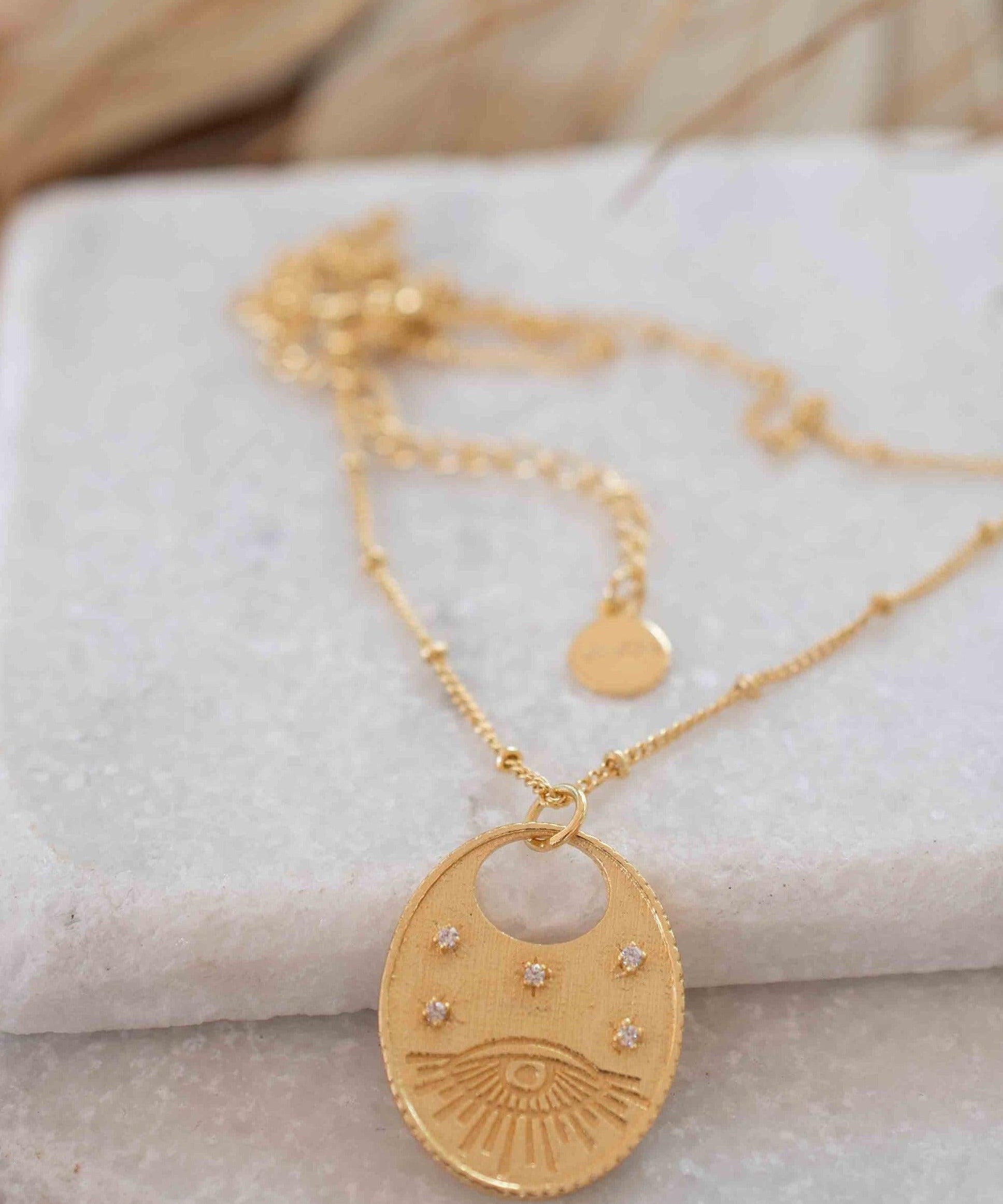 Evil Eye Necklace Gold Plated 18k ~ Cubic Zirconia or Black Onyx ~ Layered long Necklace  ~ Jewelry ~ Minimalist~ Handmade ~ MN115