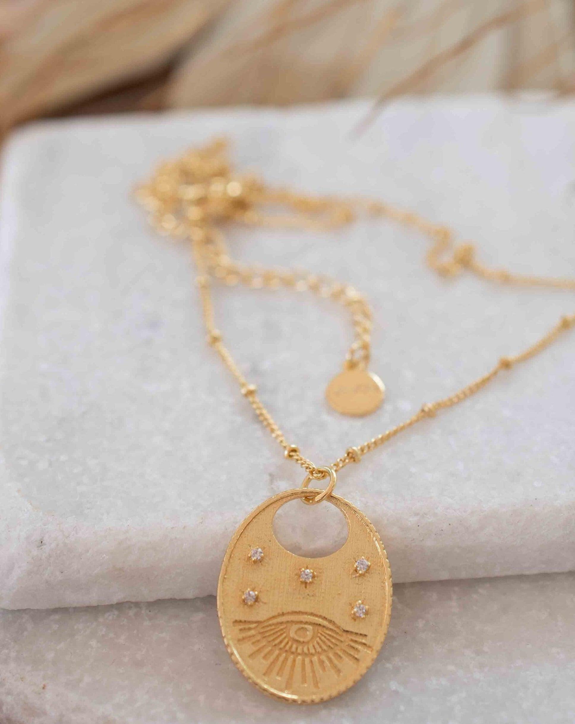 Evil Eye Necklace Gold Plated 18k ~ Cubic Zirconia or Black Onyx ~ Layered long Necklace  ~ Jewelry ~ Minimalist~ Handmade ~ MN115