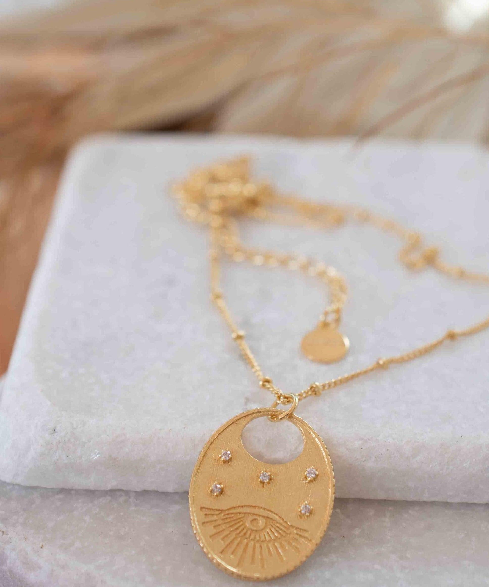 Evil Eye Necklace Gold Plated 18k ~ Cubic Zirconia or Black Onyx ~ Layered long Necklace  ~ Jewelry ~ Minimalist~ Handmade ~ MN115