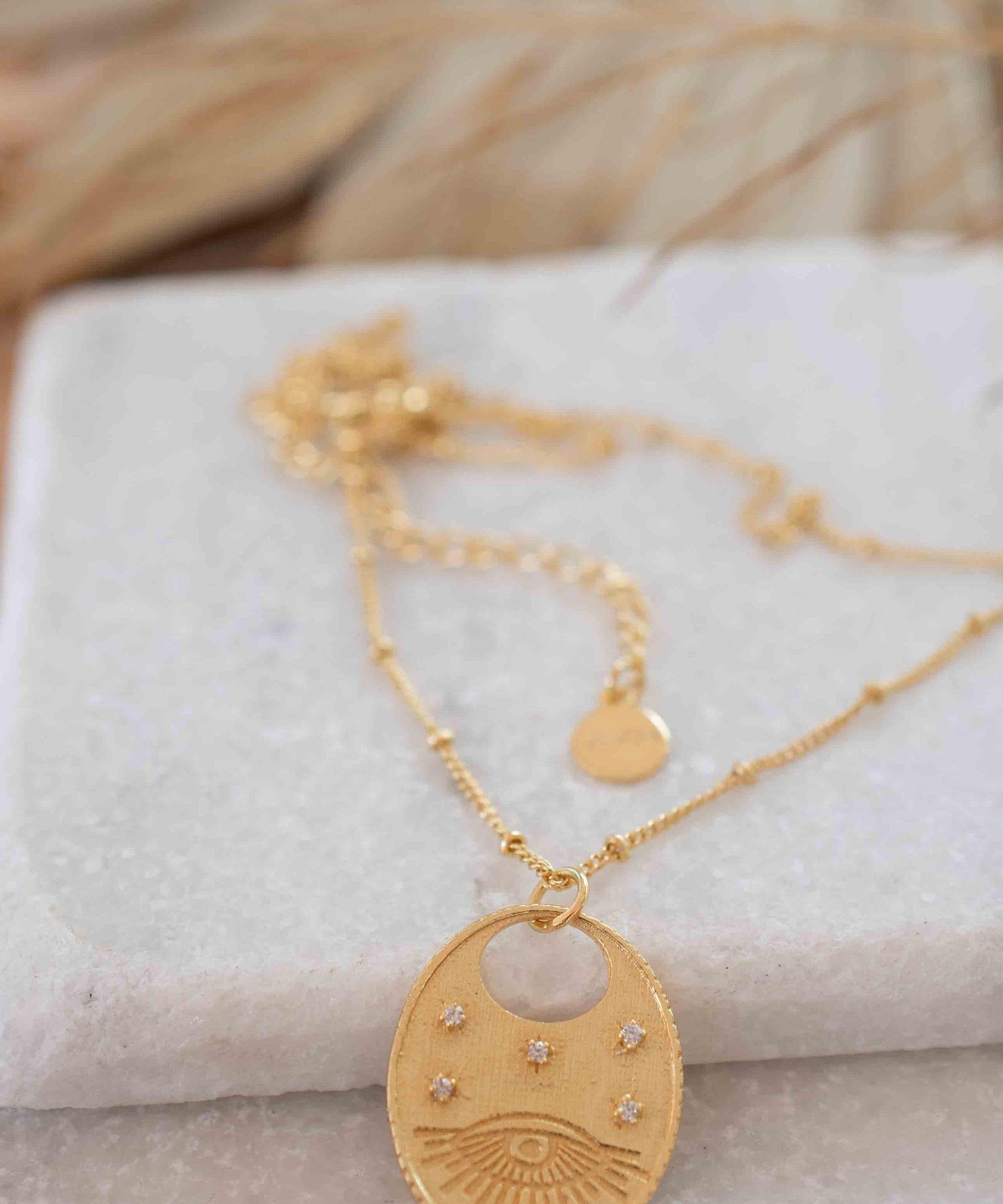 Evil Eye Necklace Gold Plated 18k ~ Cubic Zirconia or Black Onyx ~ Layered long Necklace  ~ Jewelry ~ Minimalist~ Handmade ~ MN115
