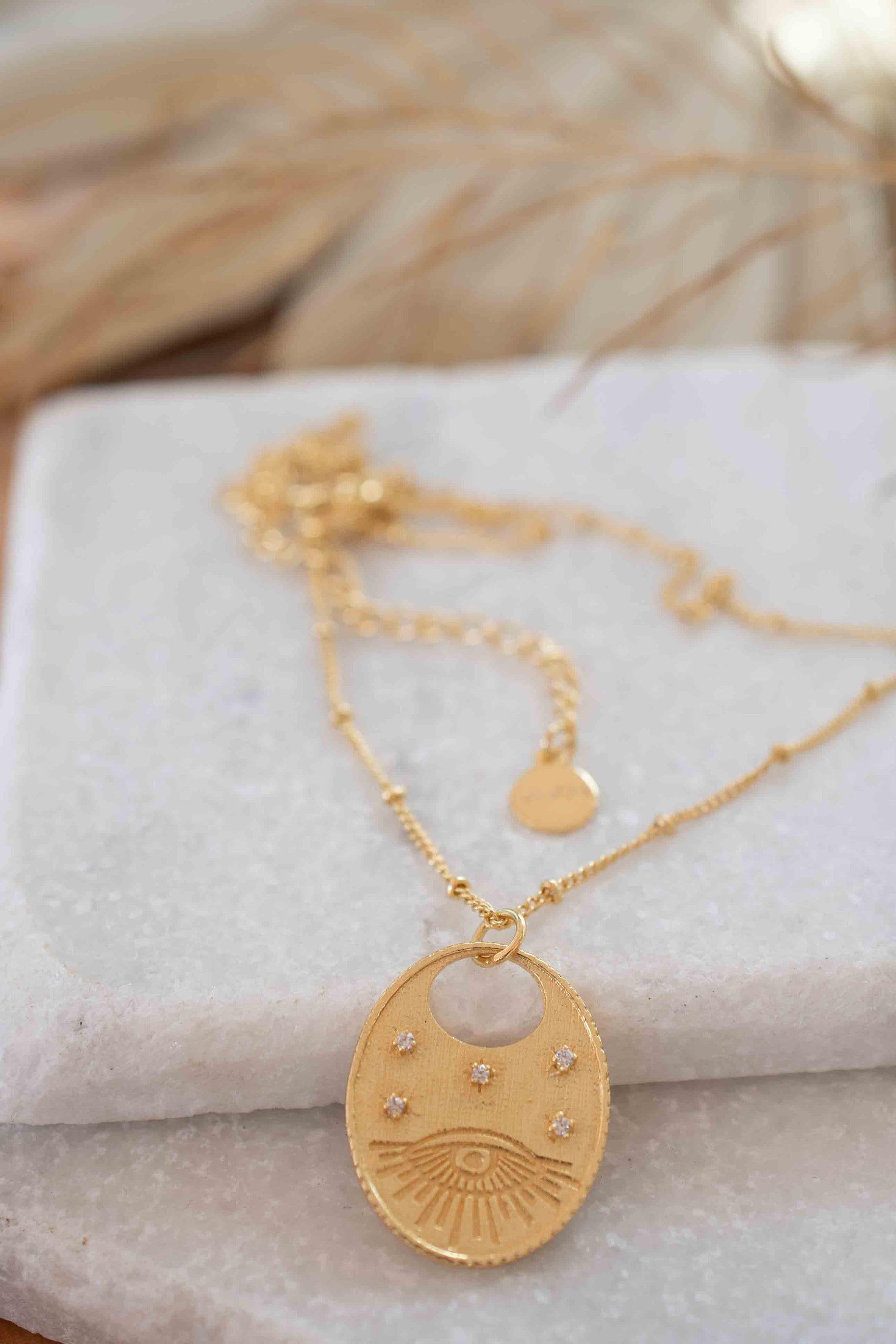 Evil Eye Necklace Gold Plated 18k ~ Cubic Zirconia or Black Onyx ~ Layered long Necklace  ~ Jewelry ~ Minimalist~ Handmade ~ MN115