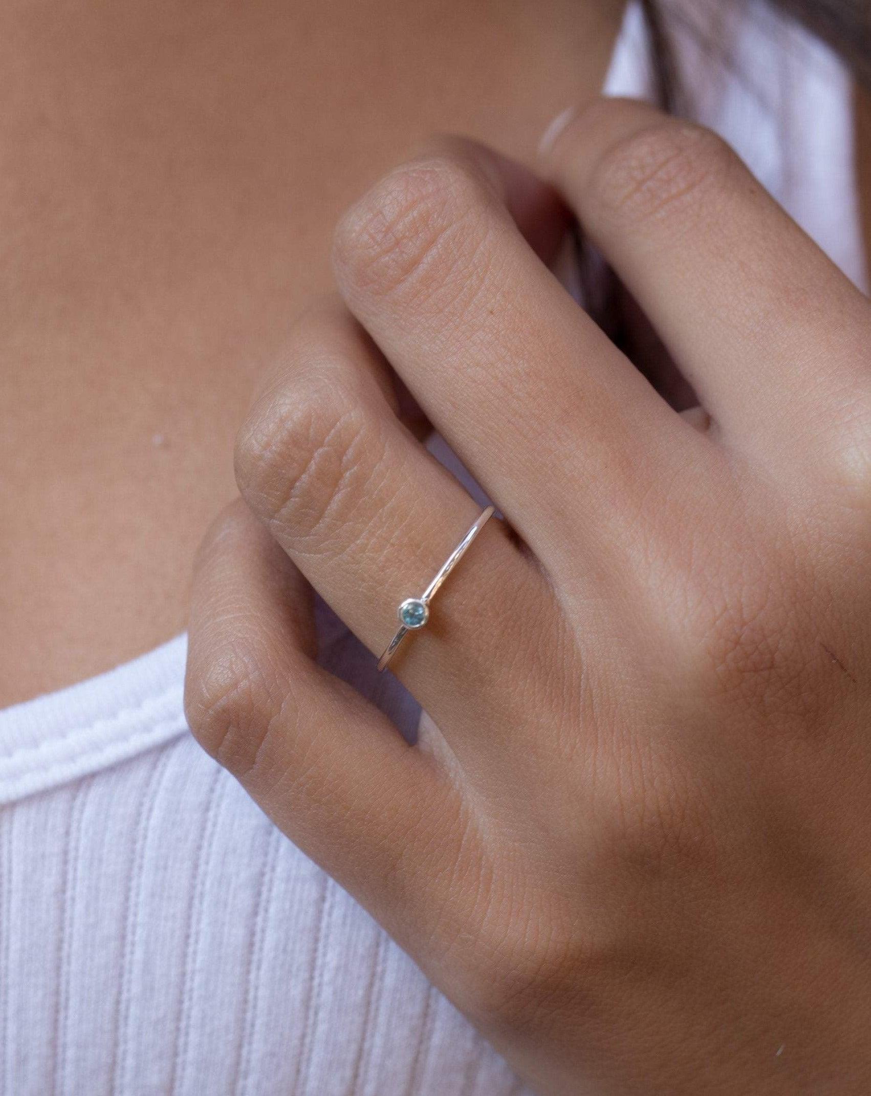 Dainty Blue Topaz Ring  ~ Sterling Silver 925 ~ MR033 - Maresia Jewelry