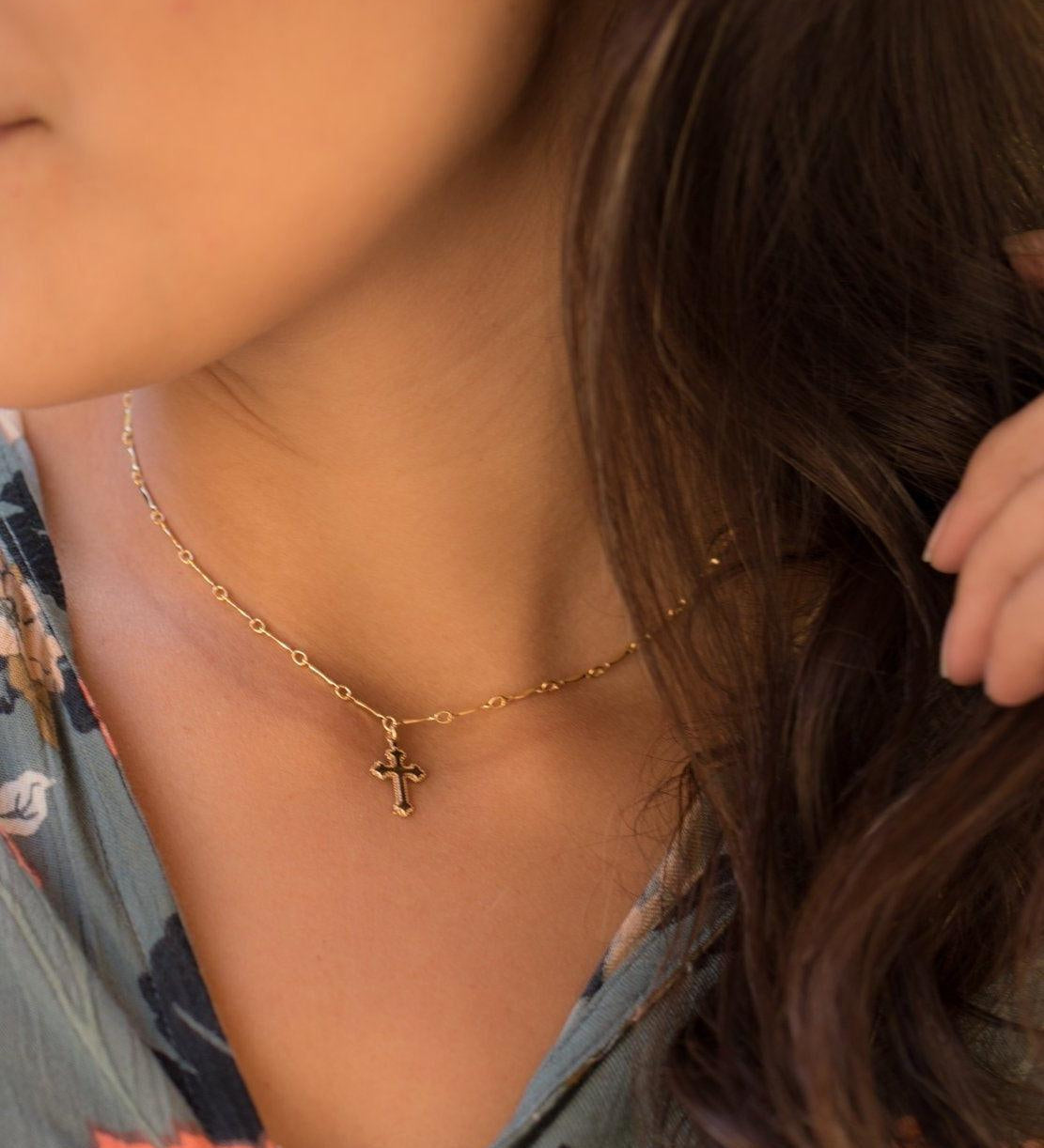 Dainty Cross Necklace ~ Gold Filled - Maresia Jewelry