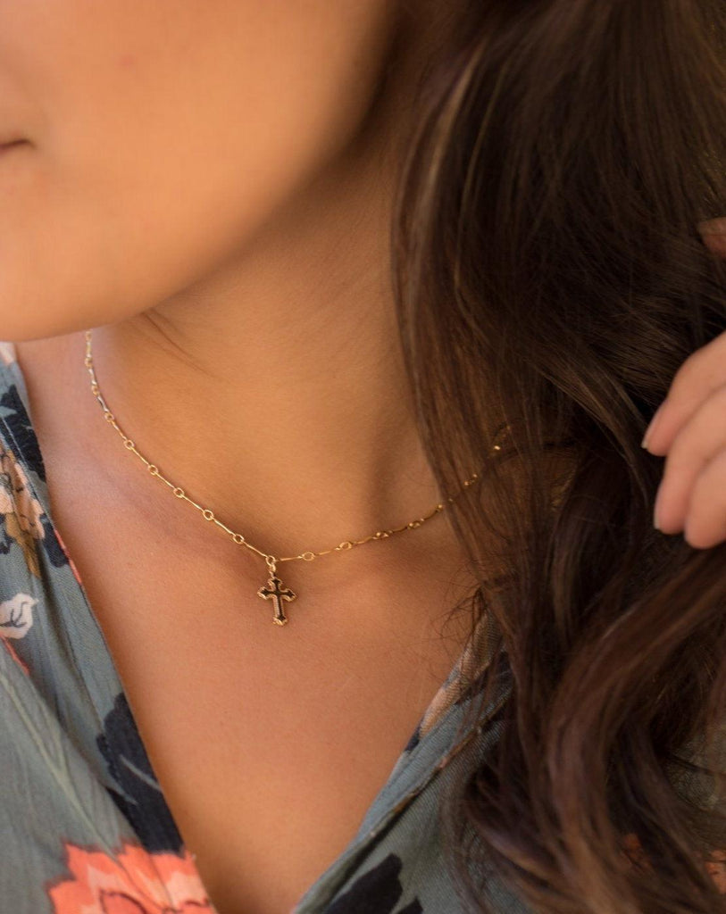 Dainty Cross Necklace ~ Gold Filled - Maresia Jewelry