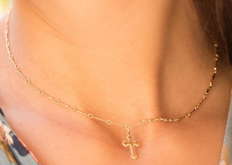 Dainty Cross Necklace ~ Gold Filled - Maresia Jewelry