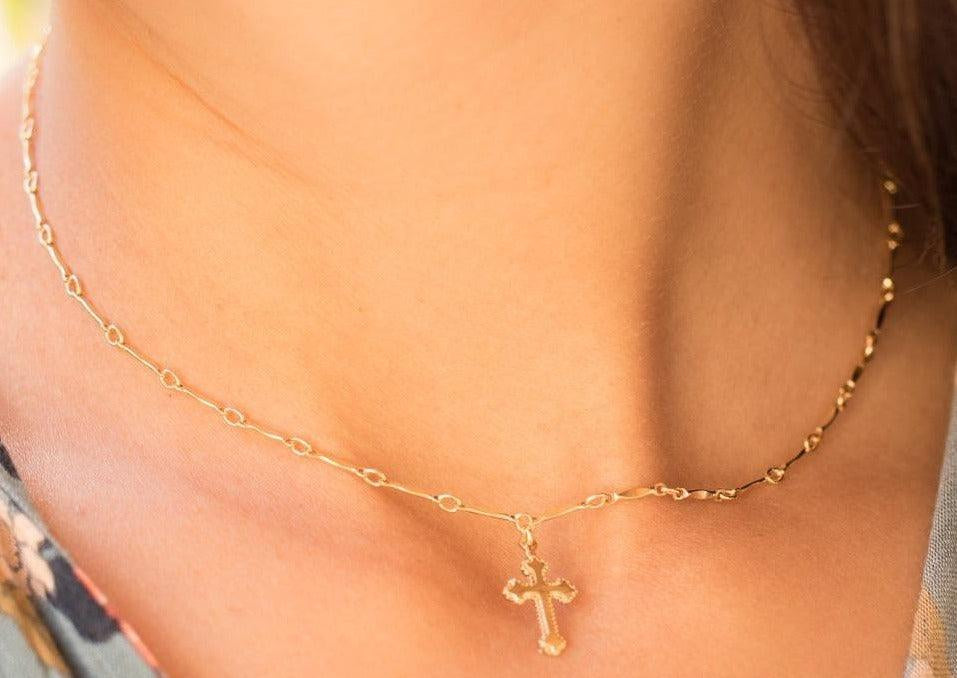 Dainty Cross Necklace ~ Gold Filled - Maresia Jewelry