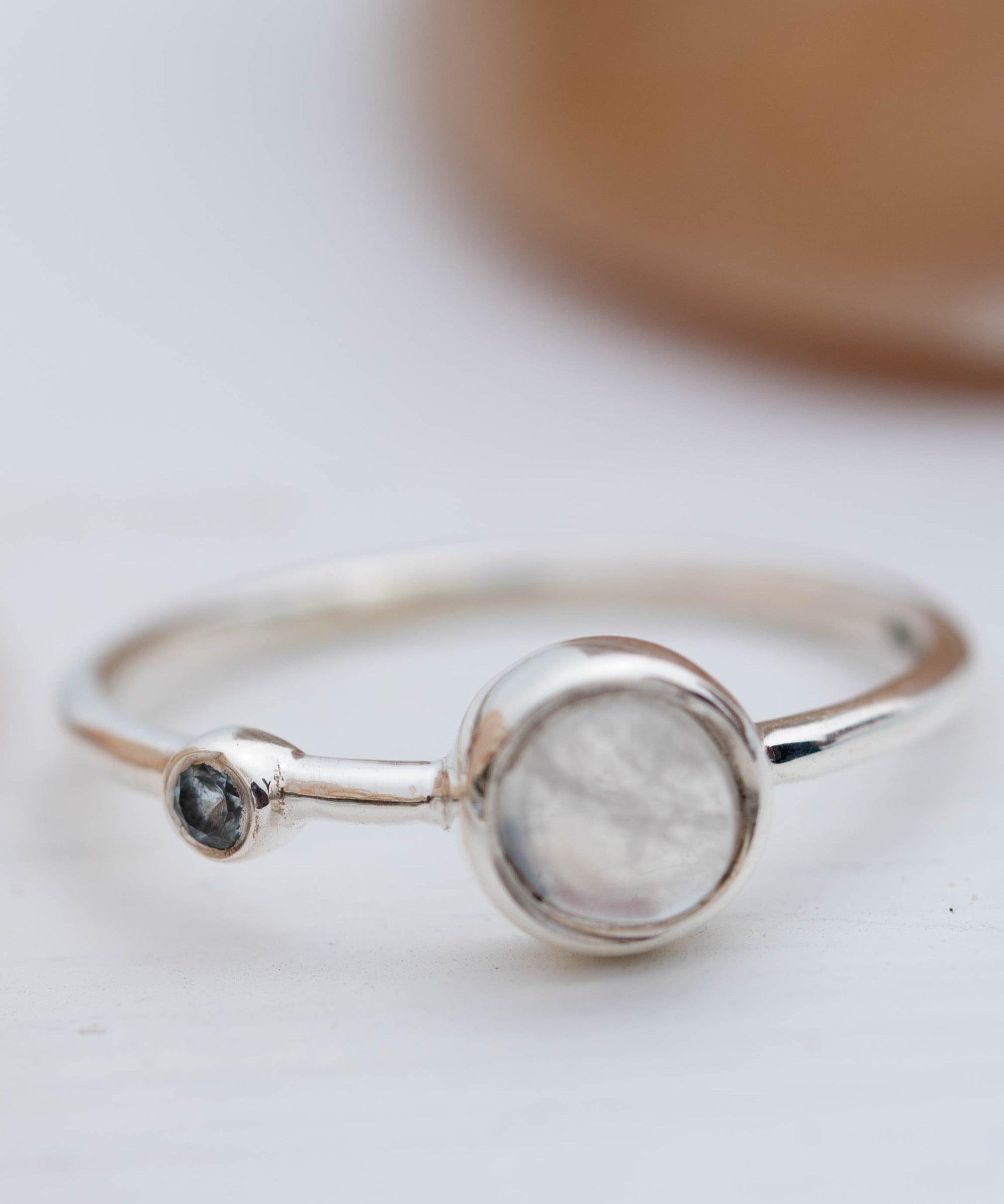 Dainty Moonstone & Labradorite Ring~ Sterling Silver 925 ~ Handmade ~ Gemstone  ~ Minimalist ~ Hippie ~Bohemian~June Birthstone~MR267