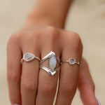 Dainty Moonstone & Labradorite Ring~ Sterling Silver 925 ~ Handmade ~ Gemstone  ~ Minimalist ~ Hippie ~Bohemian~June Birthstone~MR267