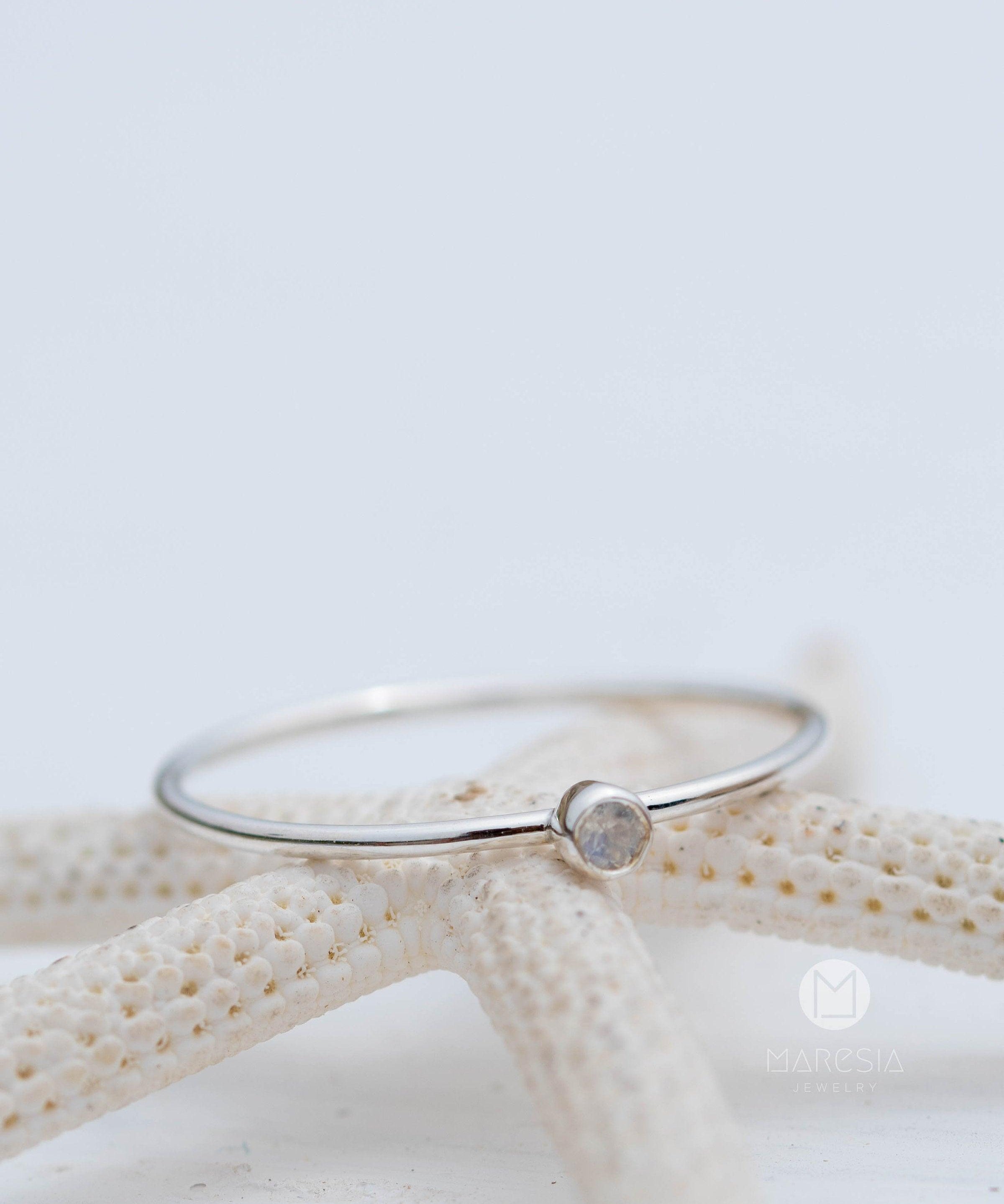 Dainty Moonstone Ring~ Sterling Silver 925 ~ Handmade ~ Gemstone  ~ Minimalist ~ Hippie ~Bohemian~June Birthstone~MR266