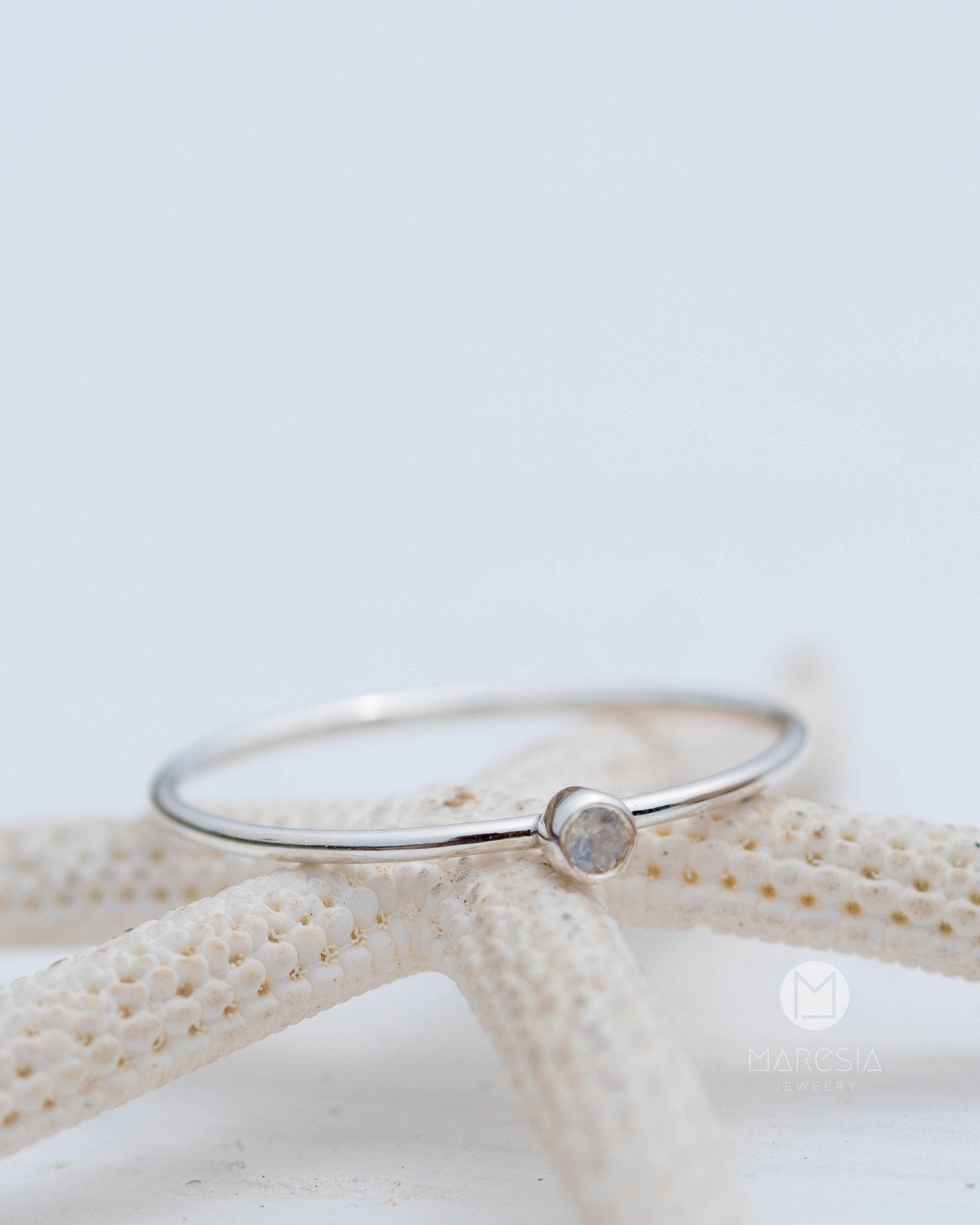 Dainty Moonstone Ring~ Sterling Silver 925 ~ Handmade ~ Gemstone  ~ Minimalist ~ Hippie ~Bohemian~June Birthstone~MR266