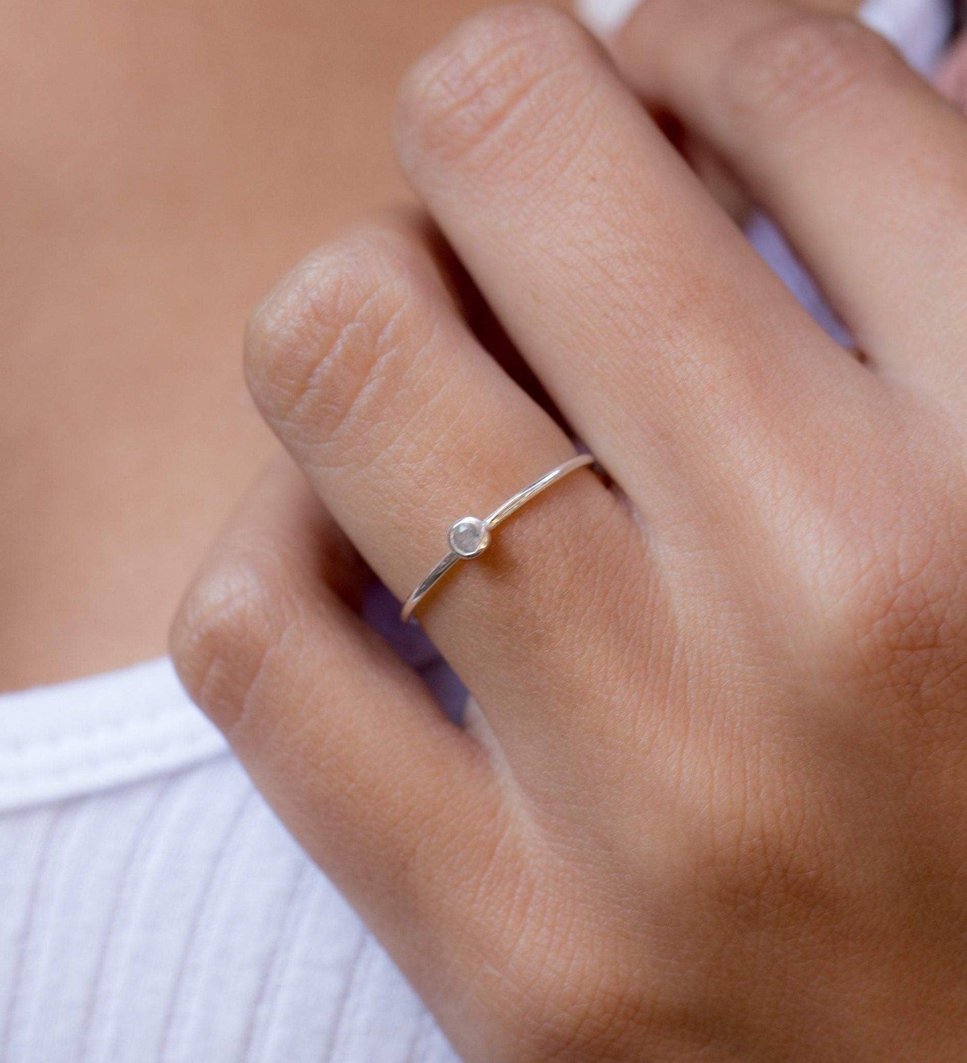Dainty Rainbow Labradorite Ring ~ Sterling Silver ~ MR034 - Maresia Jewelry