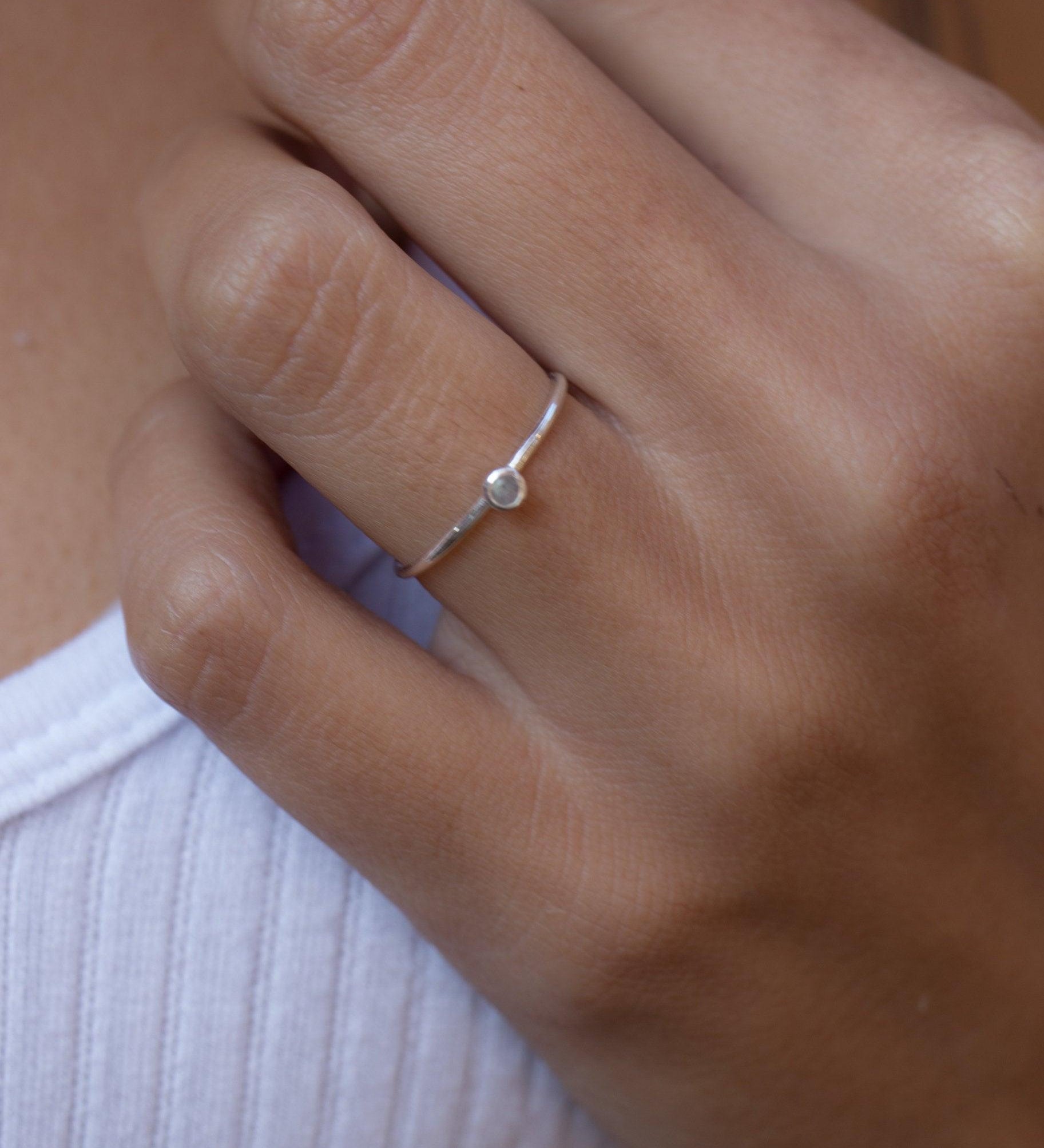 Dainty Rainbow Labradorite Ring ~ Sterling Silver ~ MR034 - Maresia Jewelry
