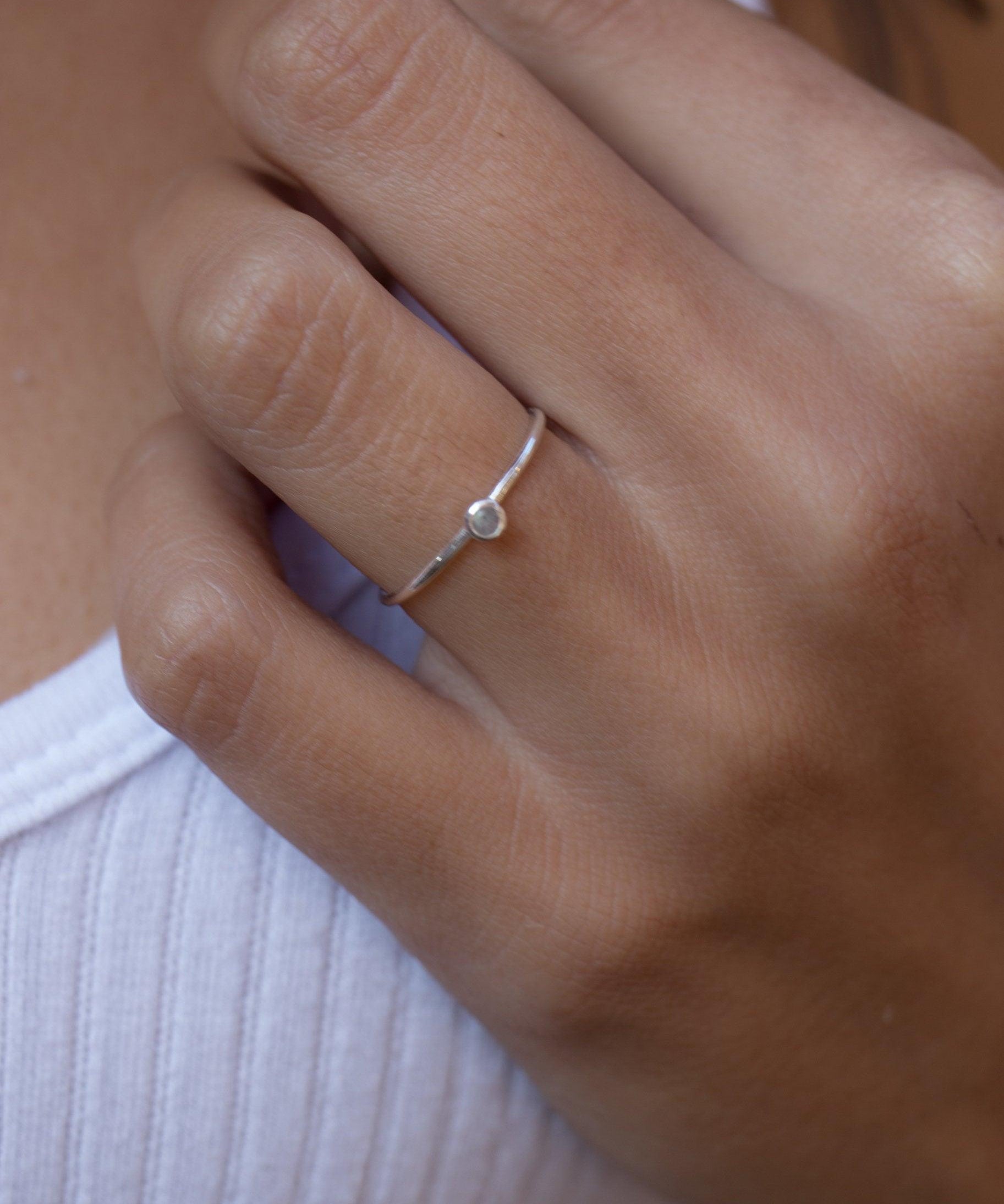 Dainty Rainbow Labradorite Ring ~ Sterling Silver ~ MR034 - Maresia Jewelry