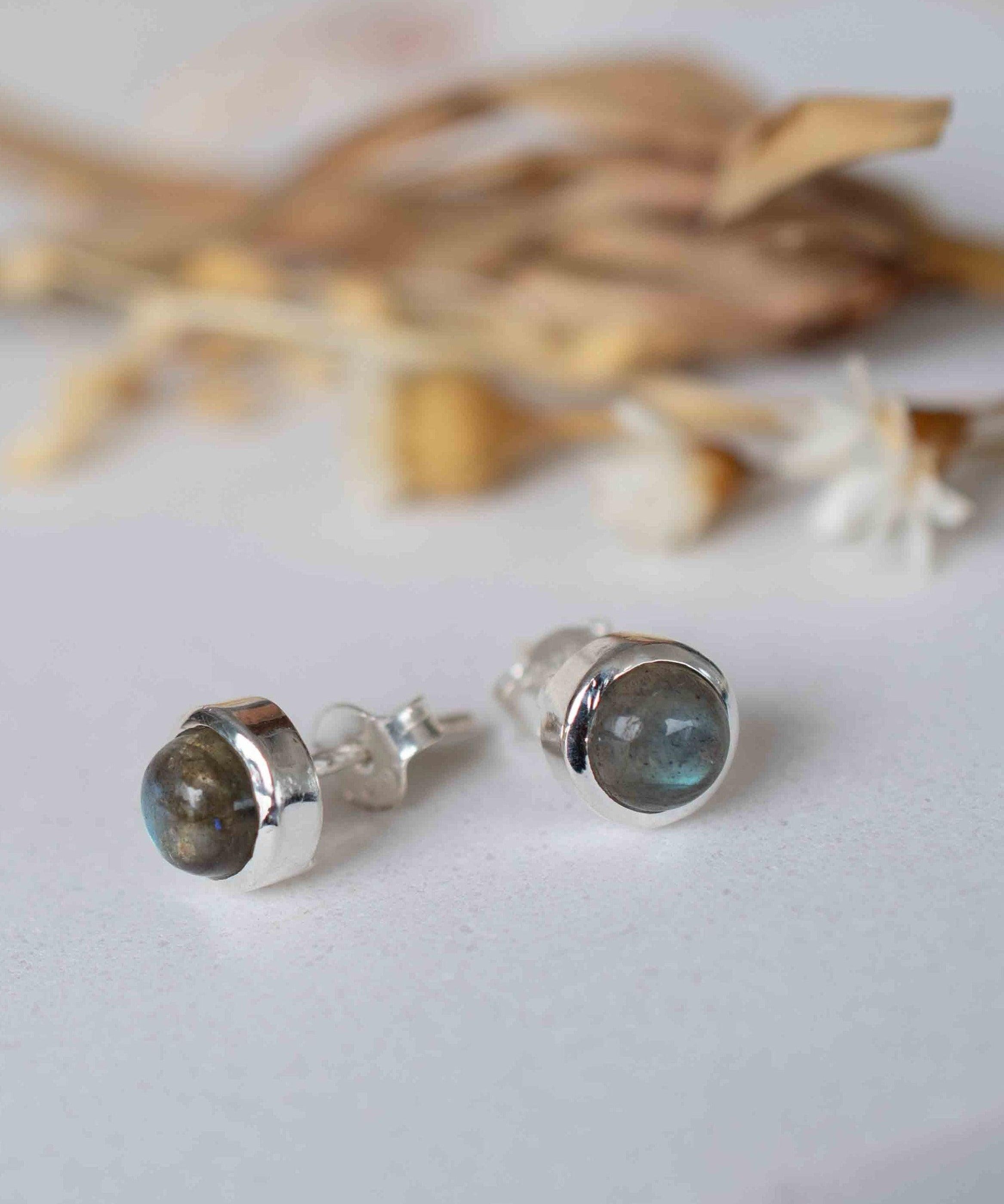 Delicate Labradorite Earrings ~ Sterling Silver 925  ~ Gemstone ~ Post ~ Stud ~Handmade ~ Jewelry ~ Gift For Her ~ Maresia ME063