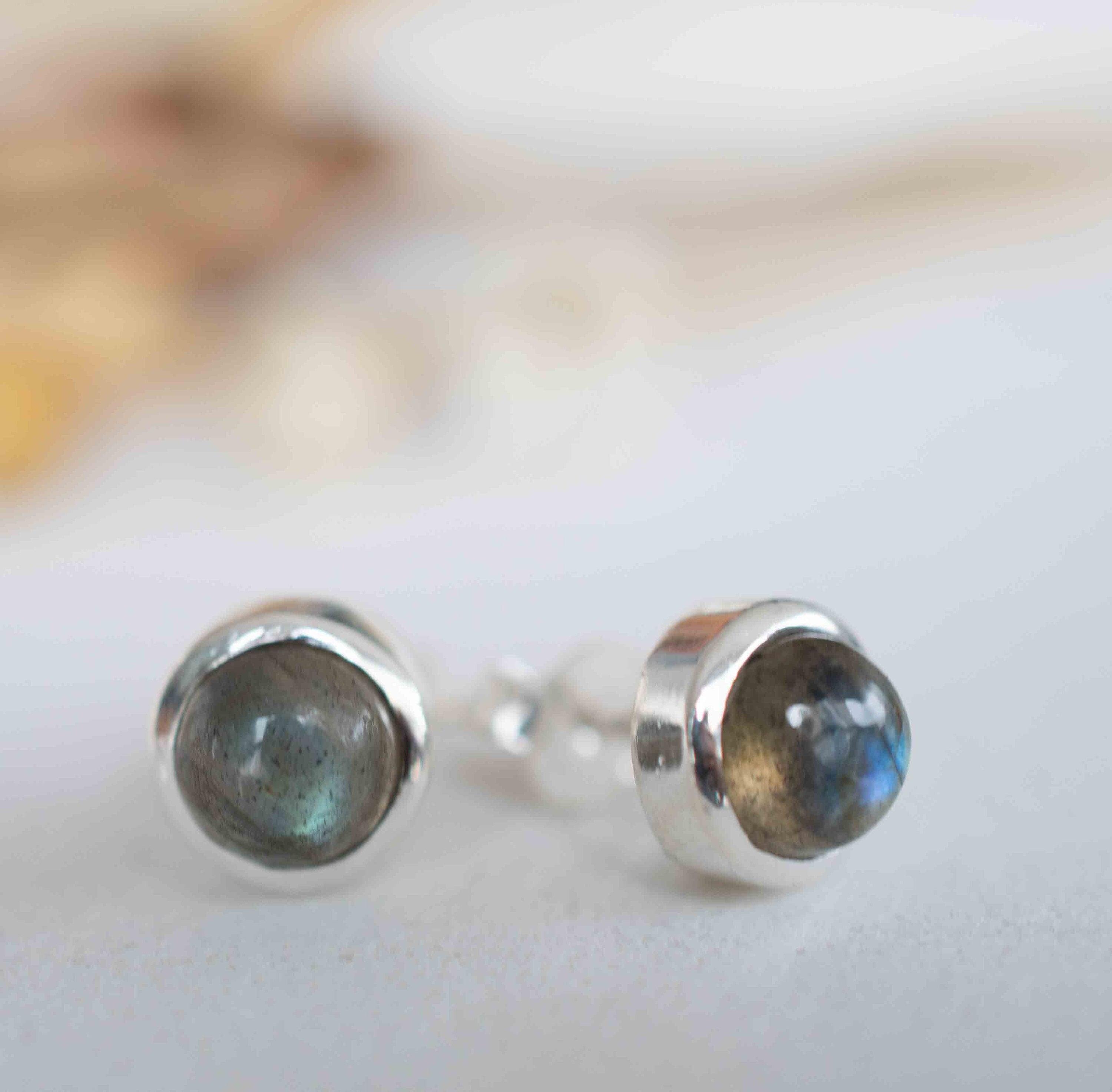 Delicate Labradorite Earrings ~ Sterling Silver 925  ~ Gemstone ~ Post ~ Stud ~Handmade ~ Jewelry ~ Gift For Her ~ Maresia ME063