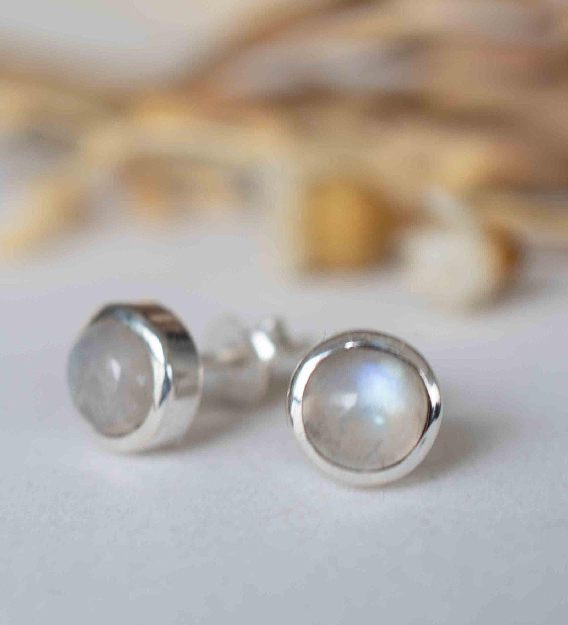 Delicate Moonstone Earrings ~ Sterling Silver 925  ~ Gemstone ~ Post ~ Stud ~Handmade ~ Jewelry ~ Gift For Her ~ Maresia ME062