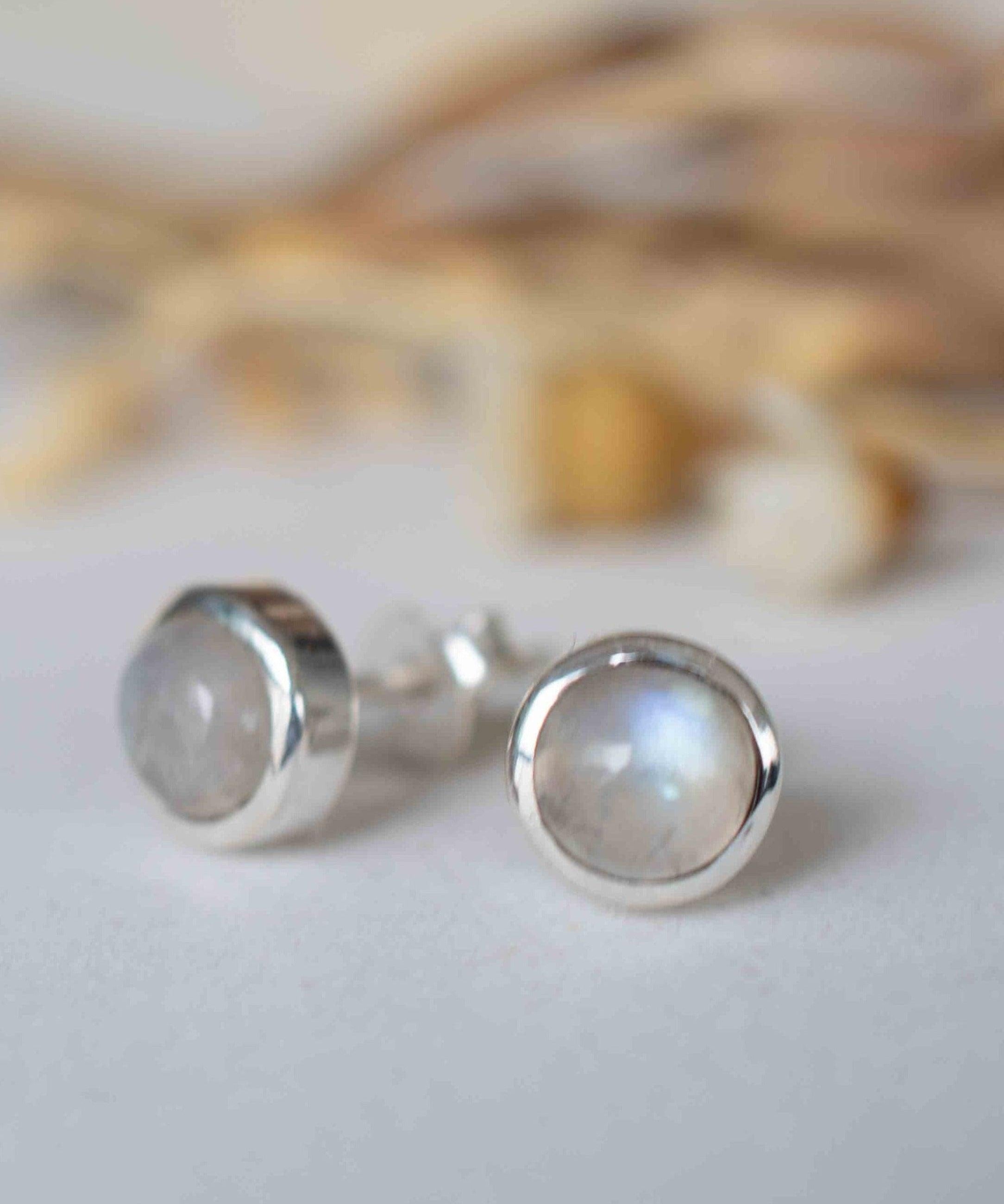 Delicate Moonstone Earrings ~ Sterling Silver 925  ~ Gemstone ~ Post ~ Stud ~Handmade ~ Jewelry ~ Gift For Her ~ Maresia ME062