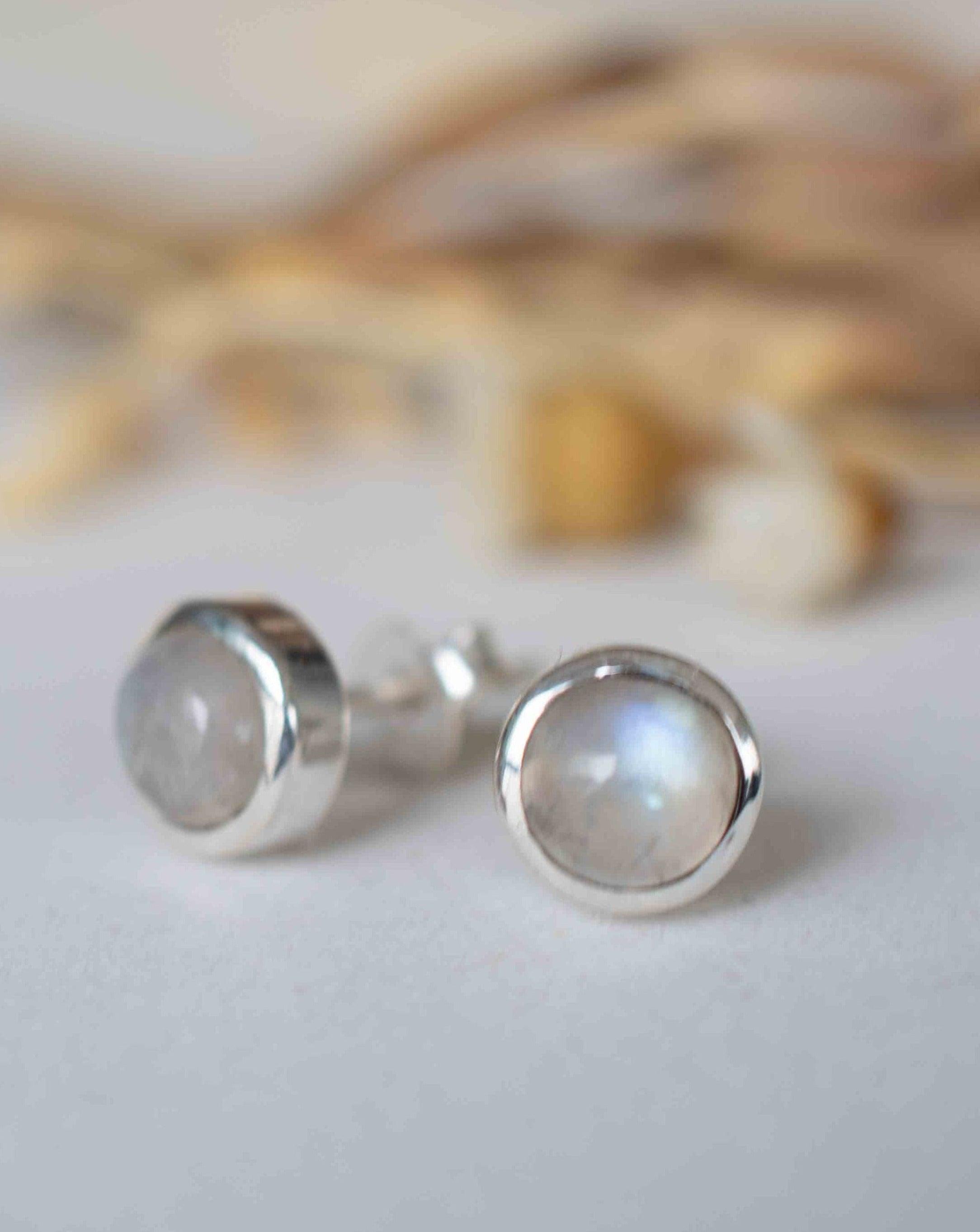 Delicate Moonstone Earrings ~ Sterling Silver 925  ~ Gemstone ~ Post ~ Stud ~Handmade ~ Jewelry ~ Gift For Her ~ Maresia ME062