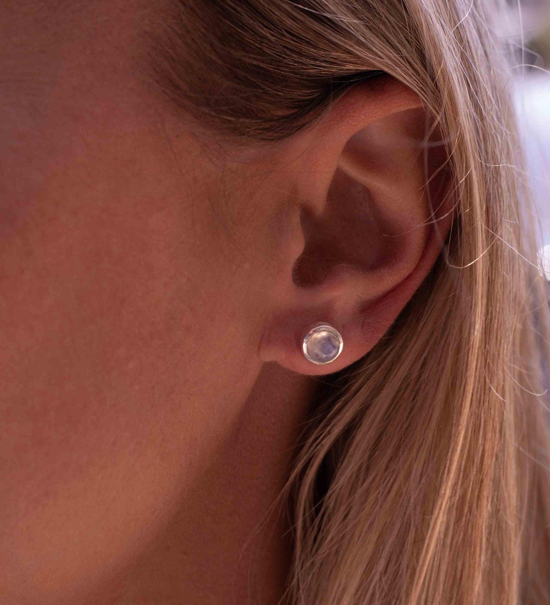 Delicate Moonstone Earrings ~ Sterling Silver 925  ~ Gemstone ~ Post ~ Stud ~Handmade ~ Jewelry ~ Gift For Her ~ Maresia ME062