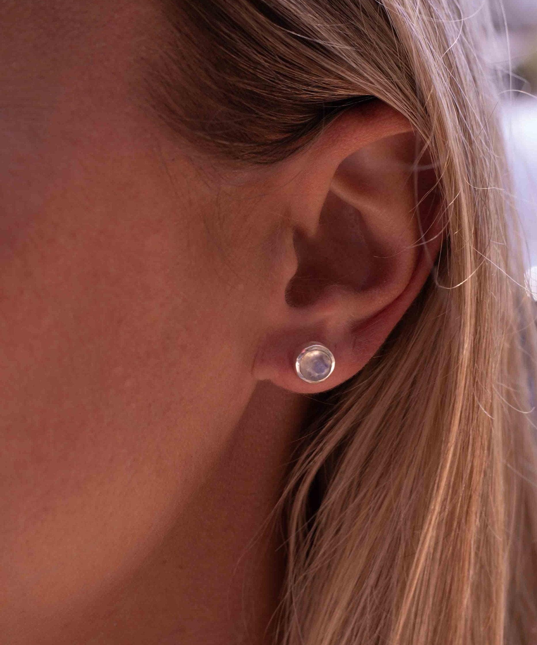 Delicate Moonstone Earrings ~ Sterling Silver 925  ~ Gemstone ~ Post ~ Stud ~Handmade ~ Jewelry ~ Gift For Her ~ Maresia ME062