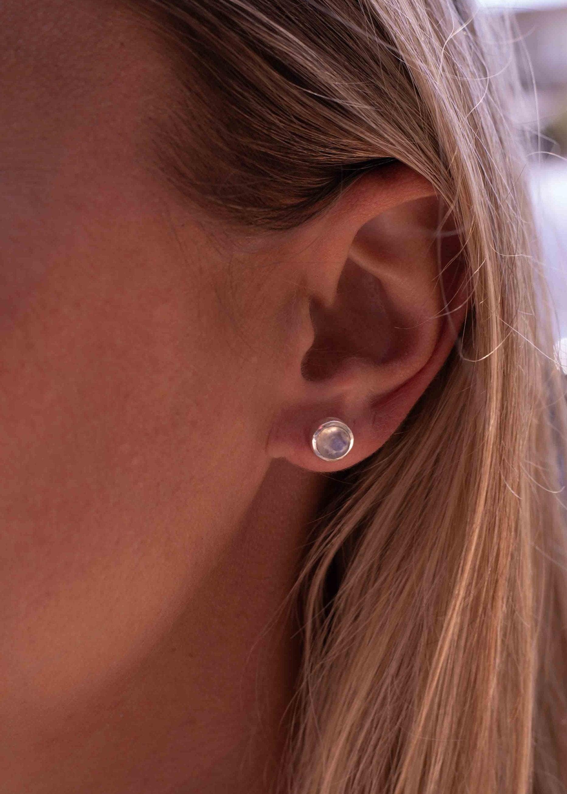 Delicate Moonstone Earrings ~ Sterling Silver 925  ~ Gemstone ~ Post ~ Stud ~Handmade ~ Jewelry ~ Gift For Her ~ Maresia ME062