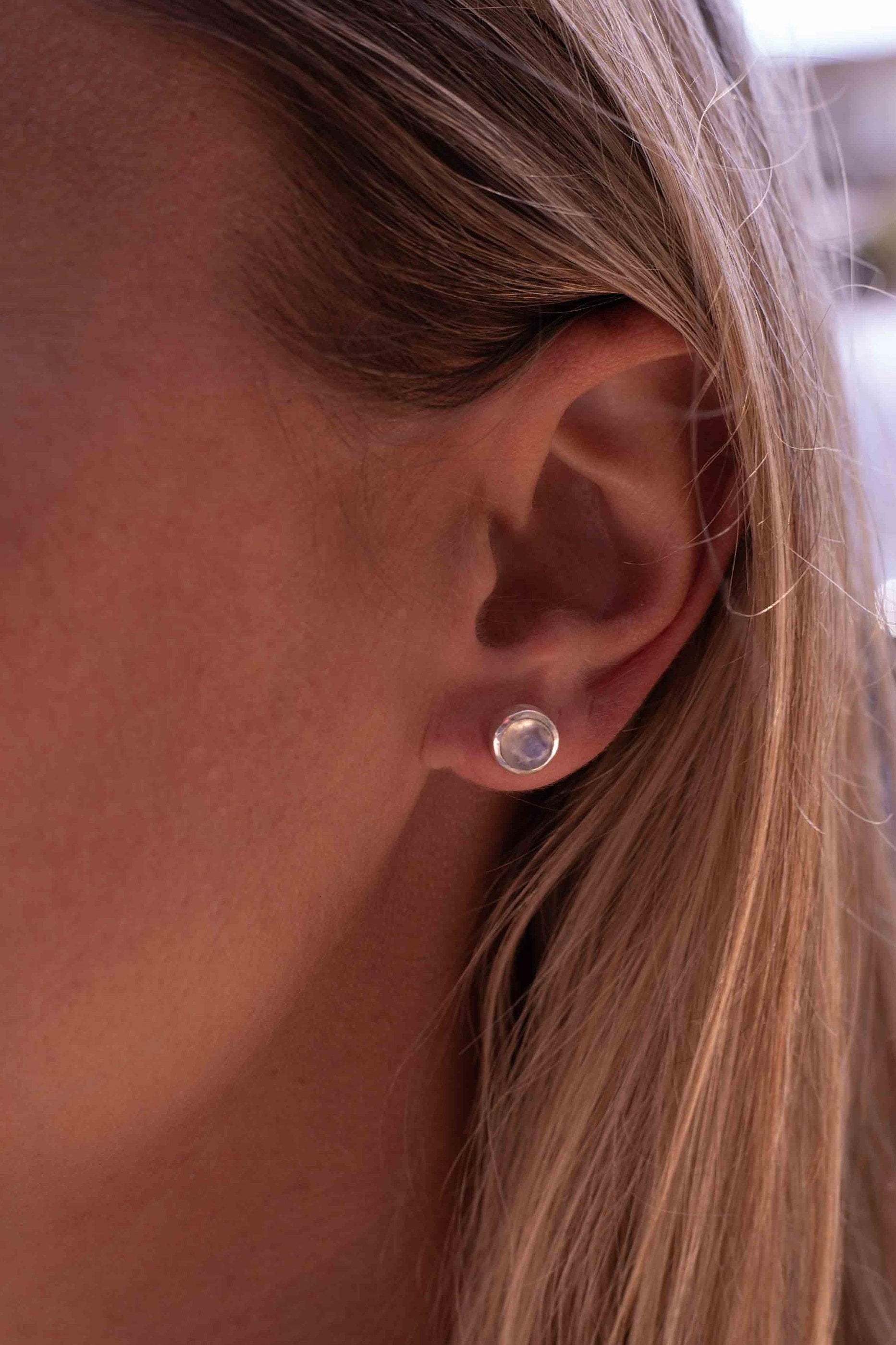 Delicate Moonstone Earrings ~ Sterling Silver 925  ~ Gemstone ~ Post ~ Stud ~Handmade ~ Jewelry ~ Gift For Her ~ Maresia ME062